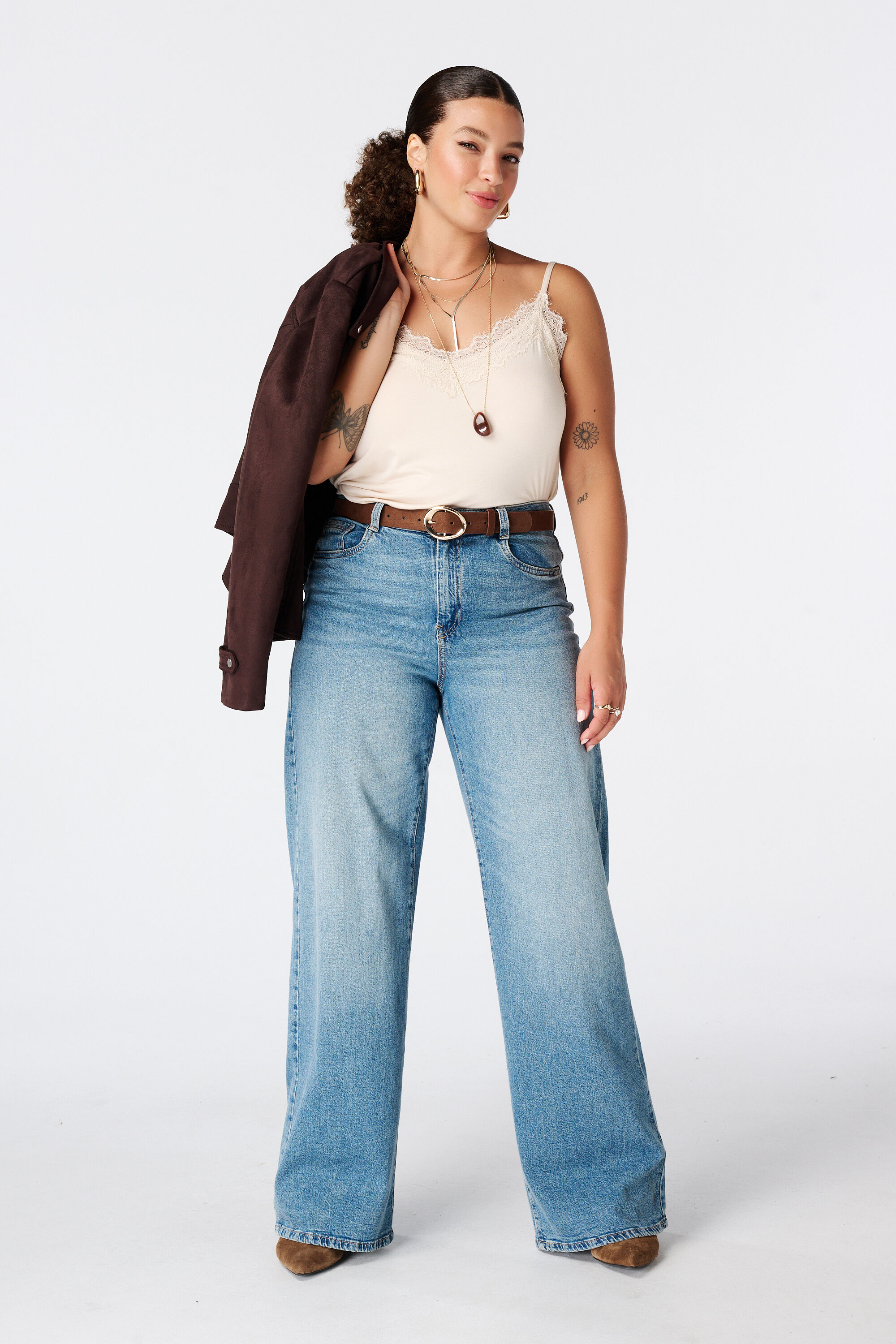 Wide leg jeans met hoge taille