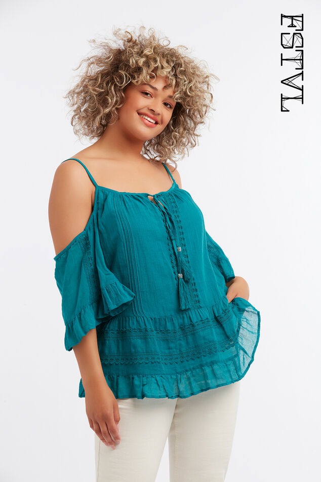 Blouse met open schouders image number 0