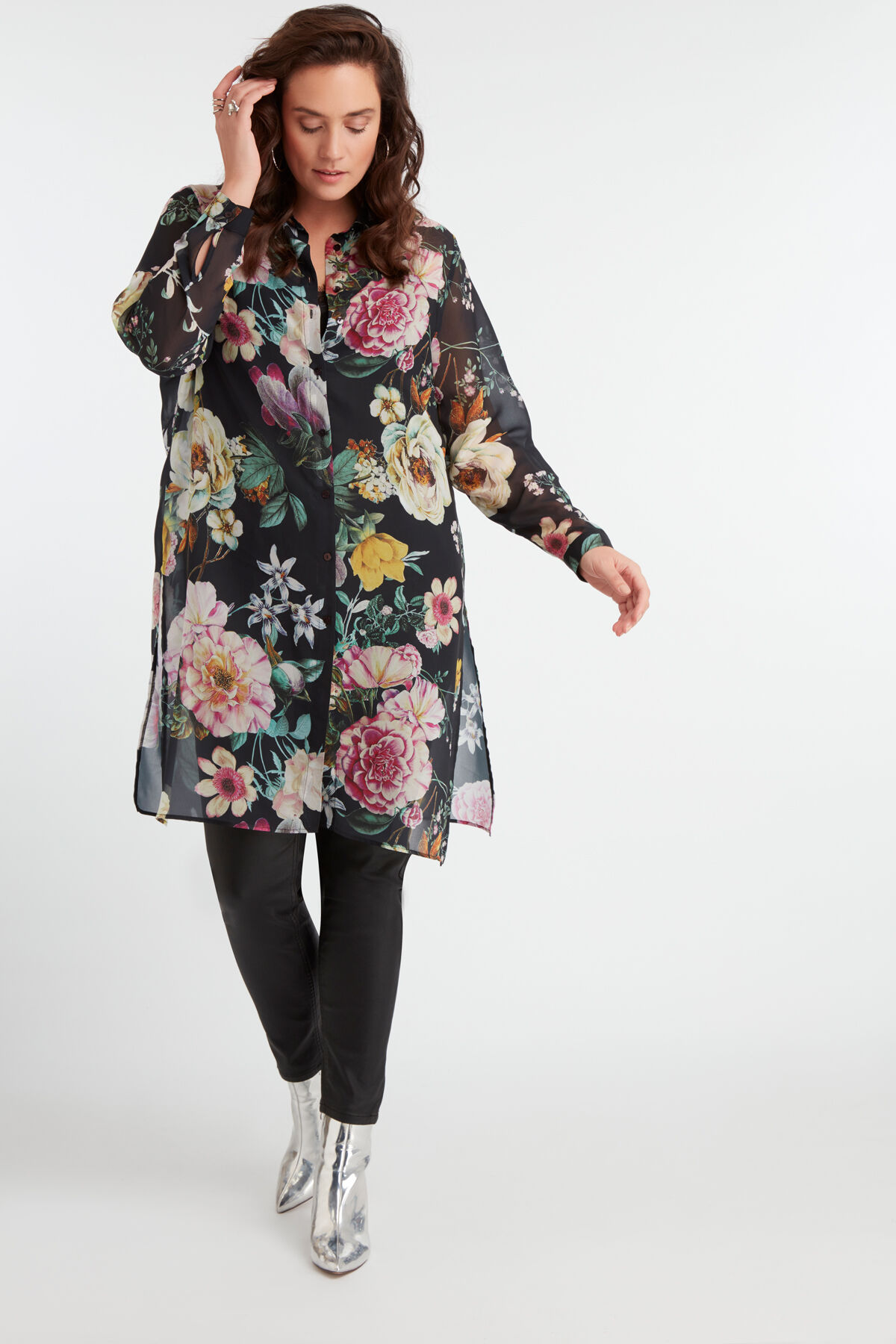 Transparante blouse met print image number 3