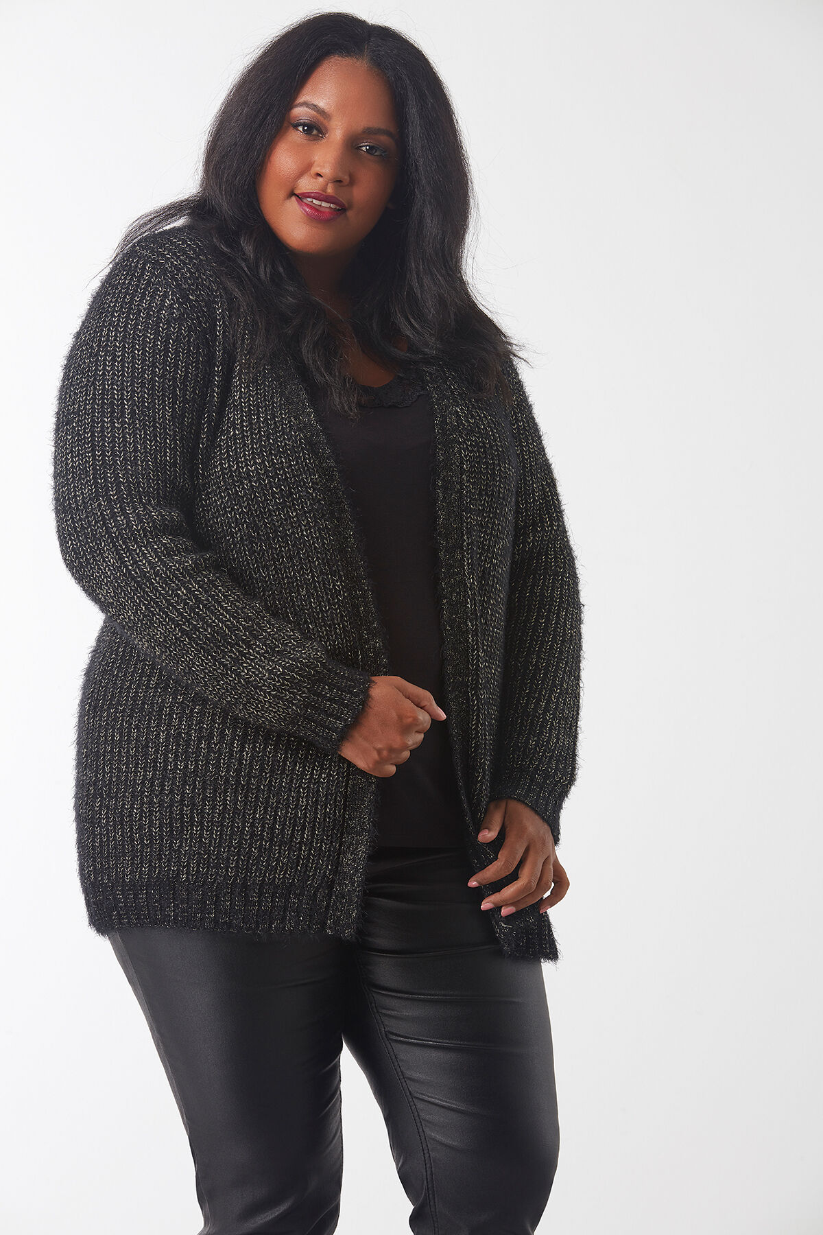 Cardigan en tricot ample avec lurex image number 4