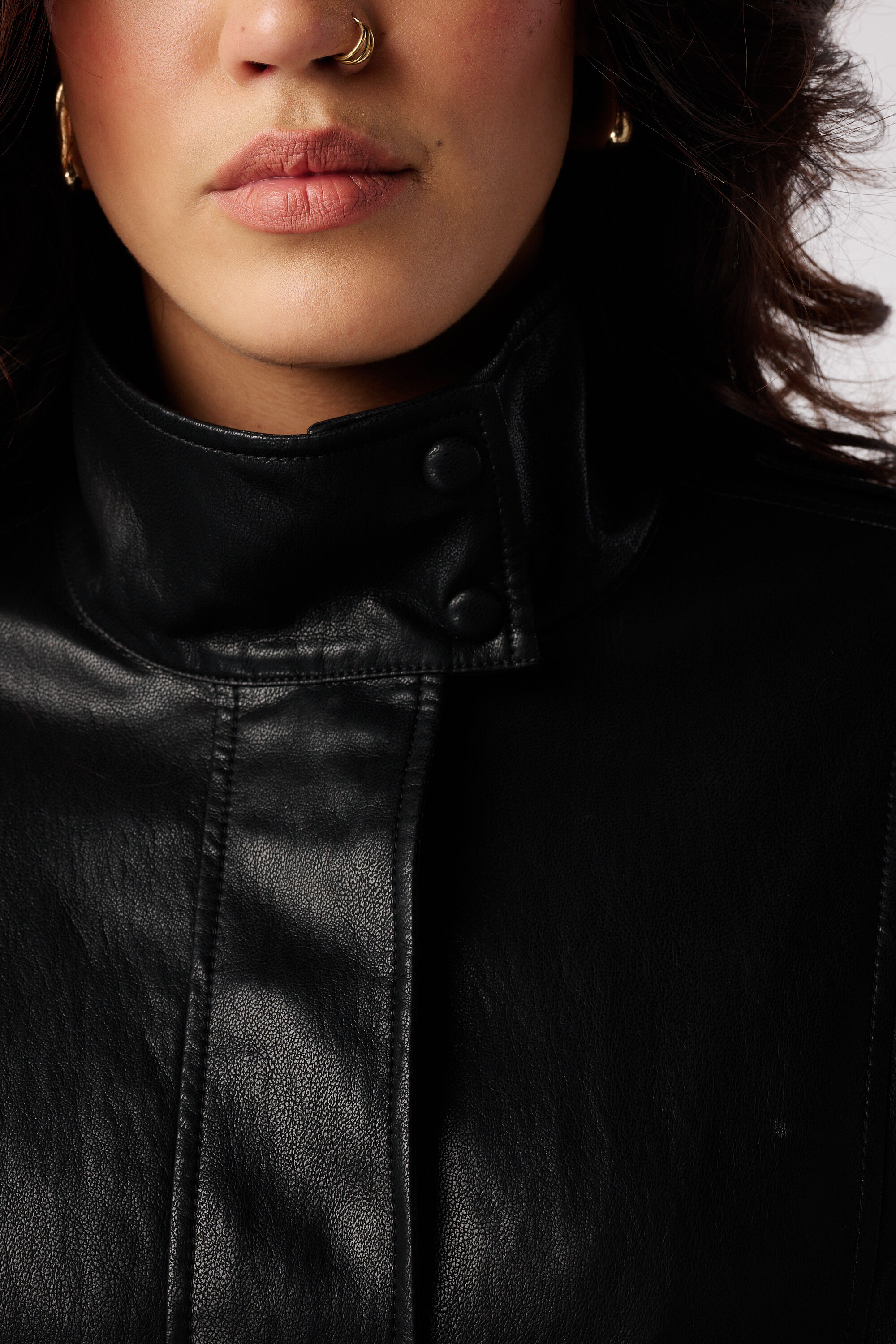PU jacket met hoge kraag image number 6