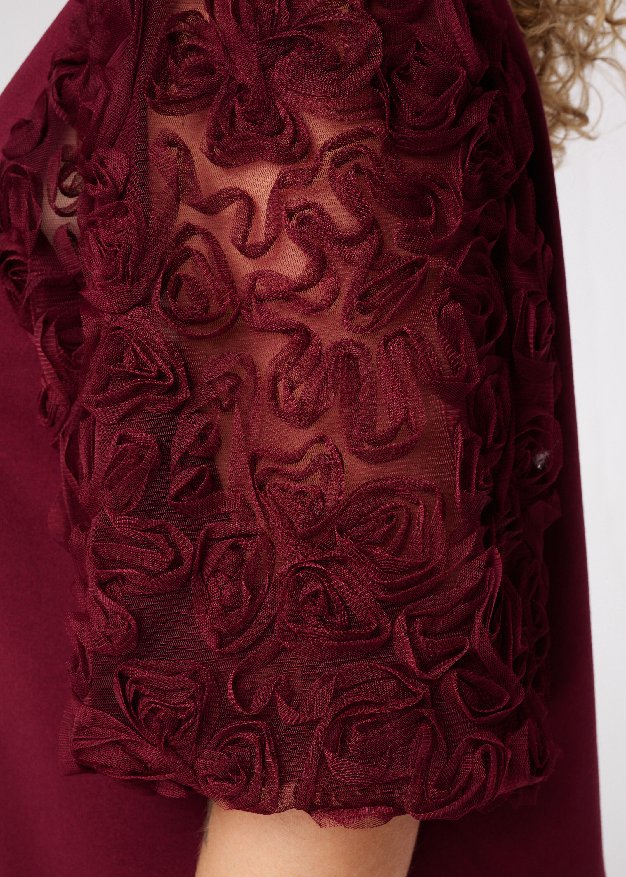 Sweater dress met doorschijnende mouwen en opdruk image number 6