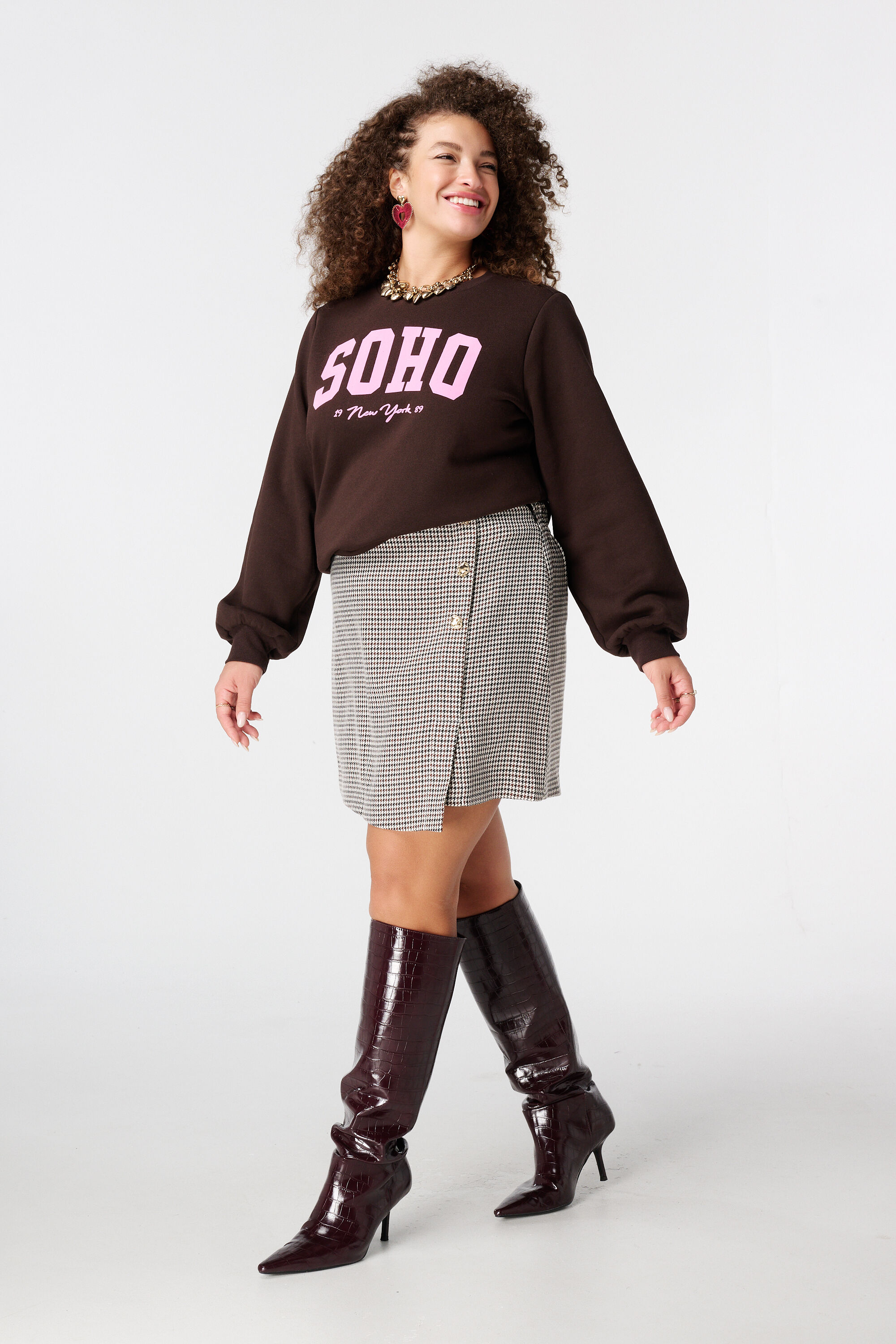 Geruite rokje met overslag look 