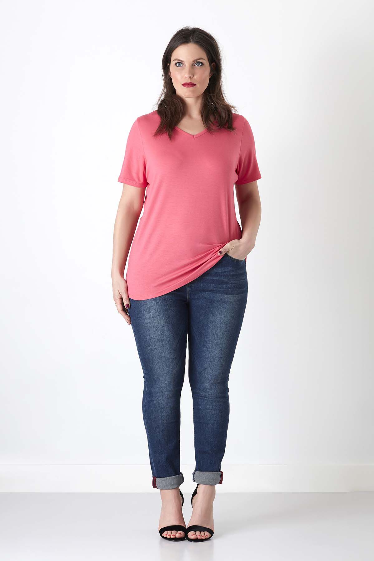 T-Shirt met V-hals image number 0