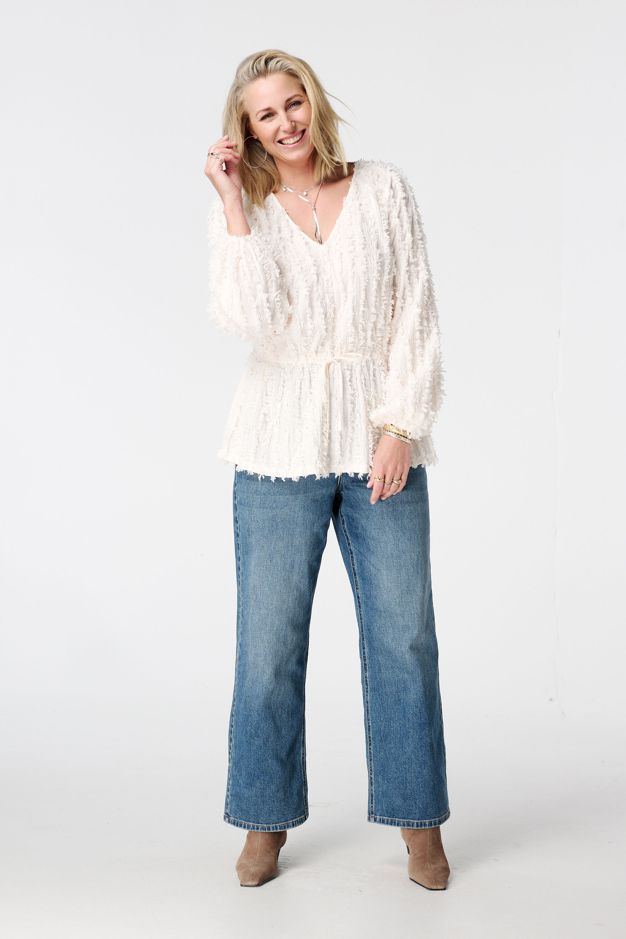 Harige jersey top met drawstring image number 5