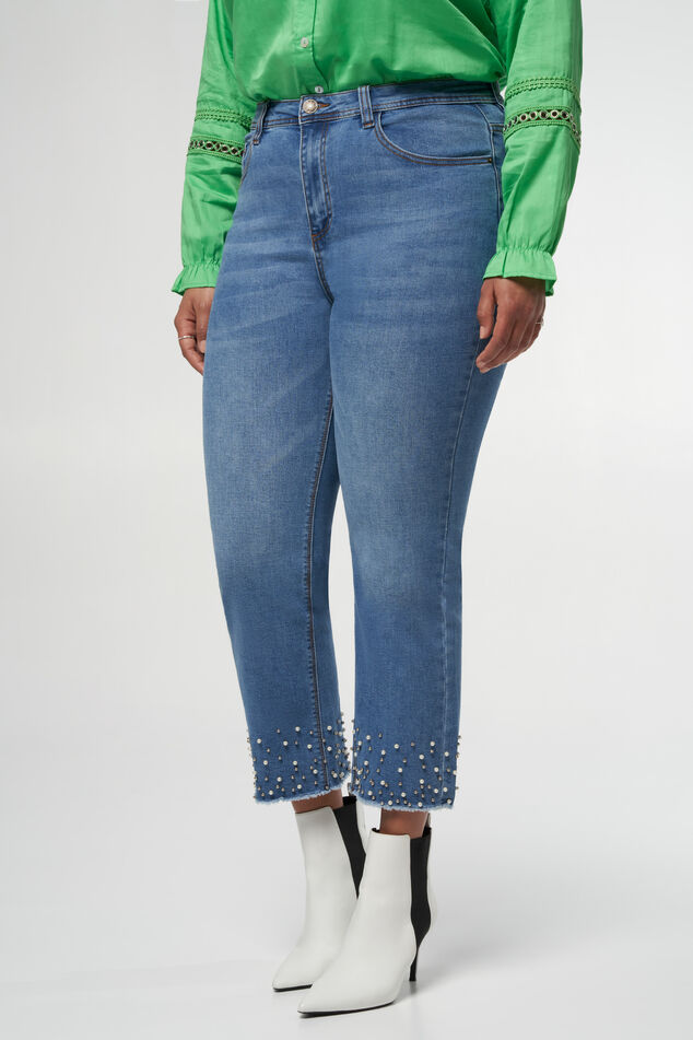 Straight leg jeans met kralen image number 6