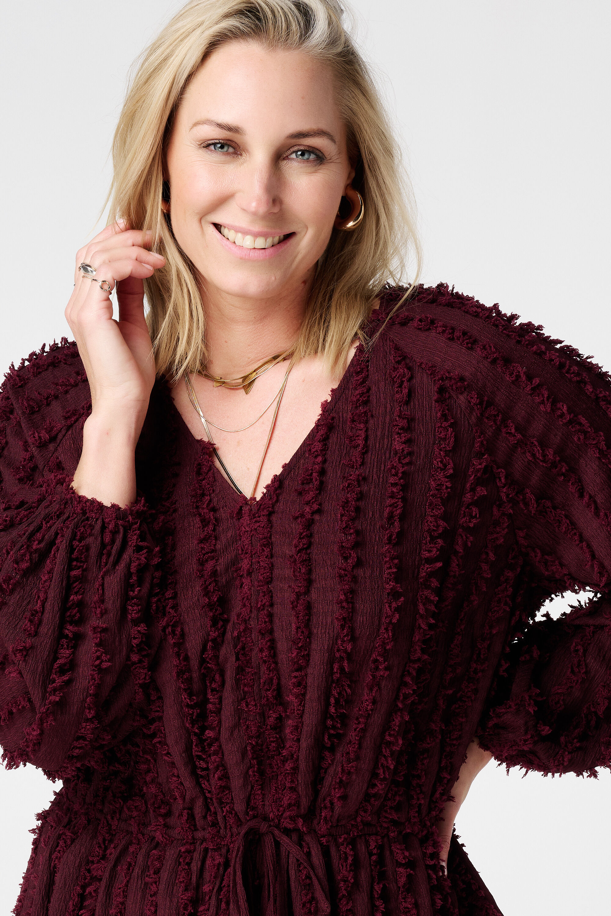 Haut en jersey duveteux avec cordon de serrage image number 4