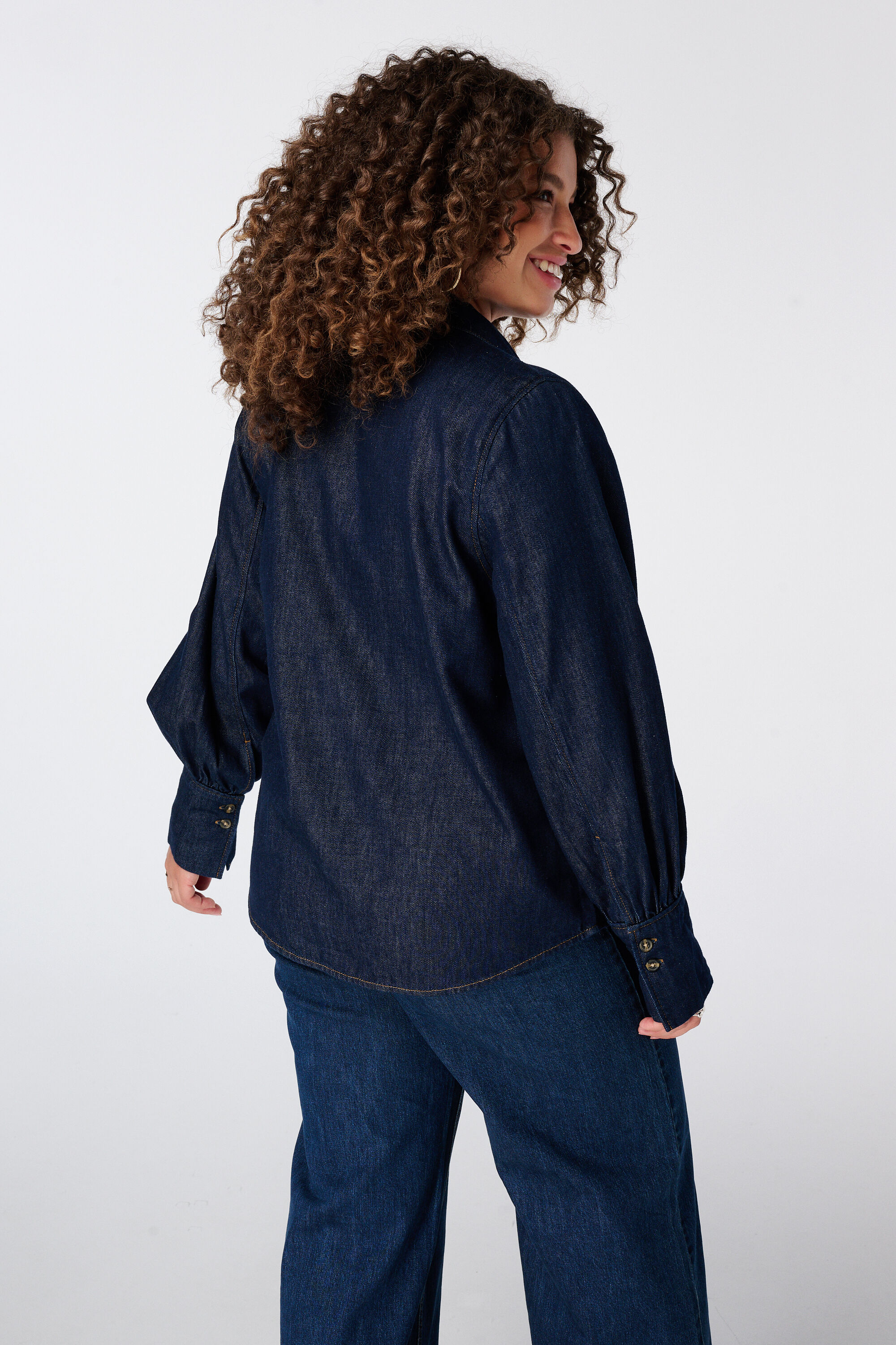 Denim blouse met sjaaltje image number 3