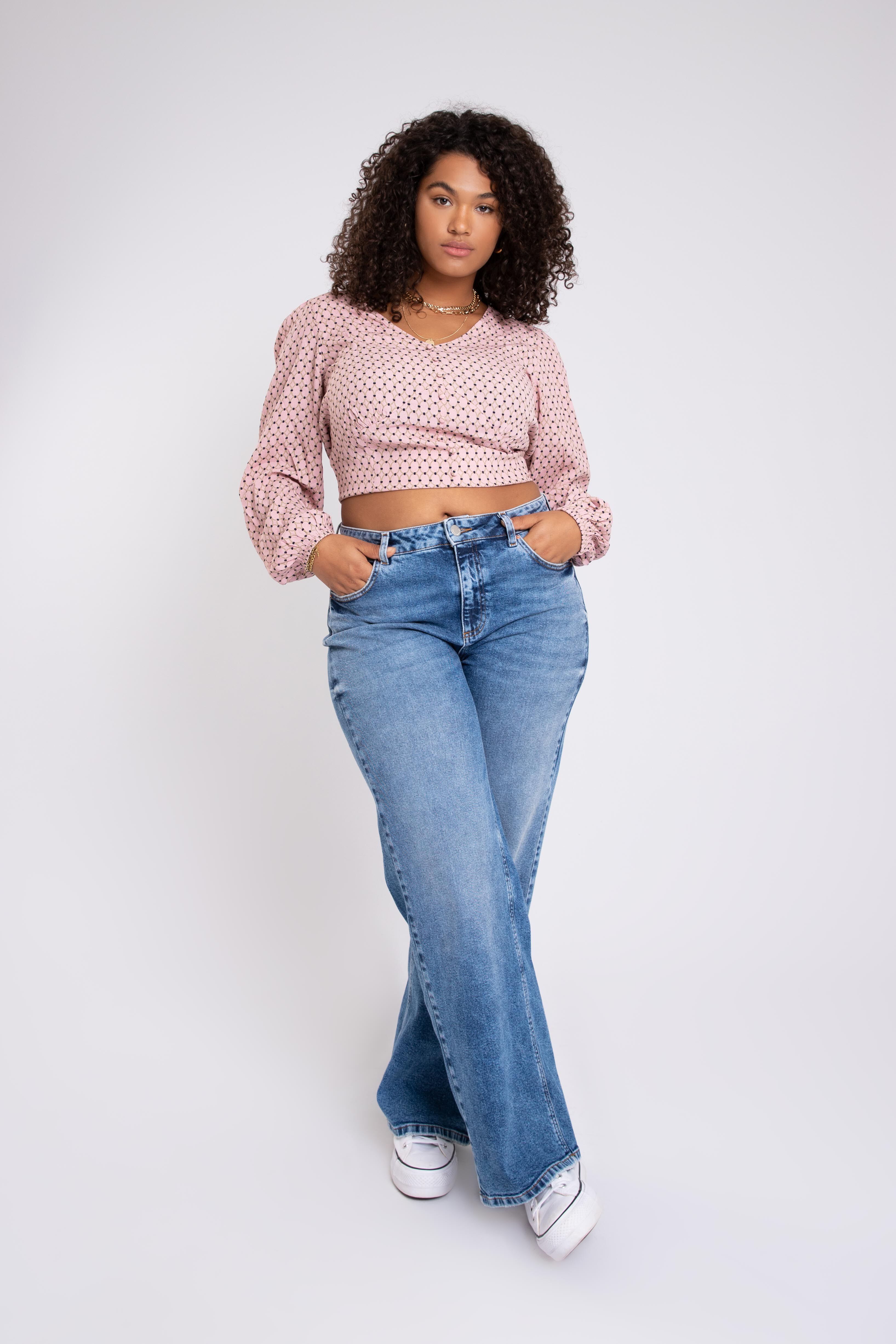 Korte blouse met bloemenprint image number 5