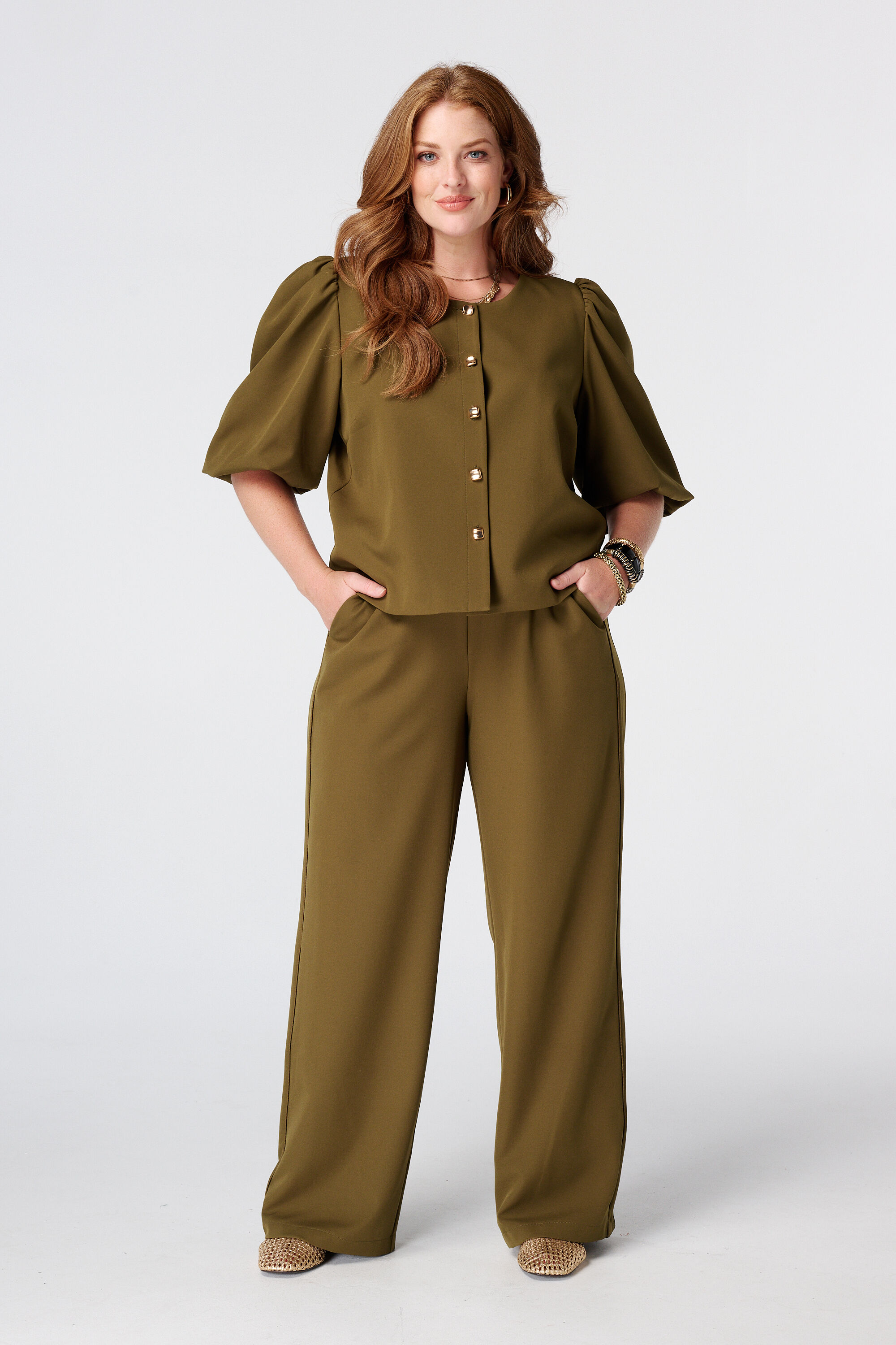 Pantalon large &agrave; rayures lat&eacute;rales
