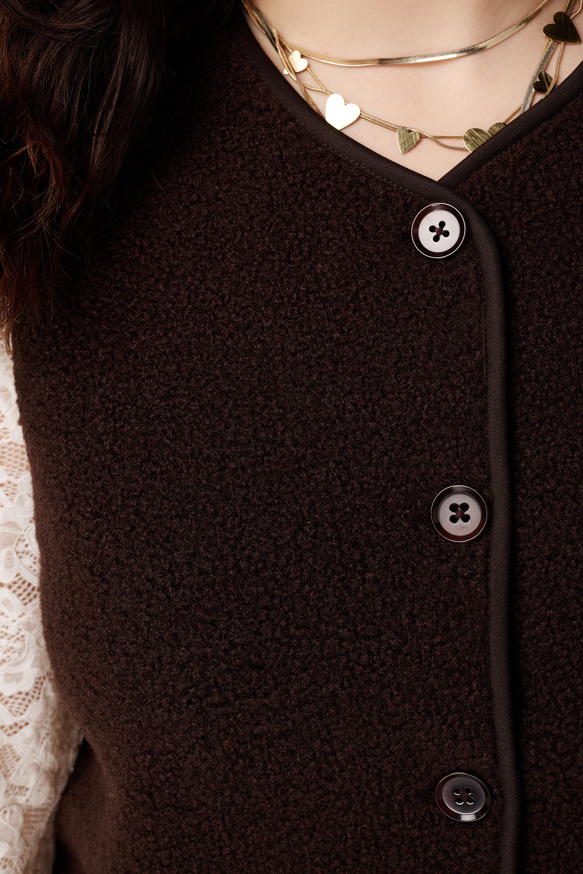 Teddy gilet met knoopsluiting image number 6