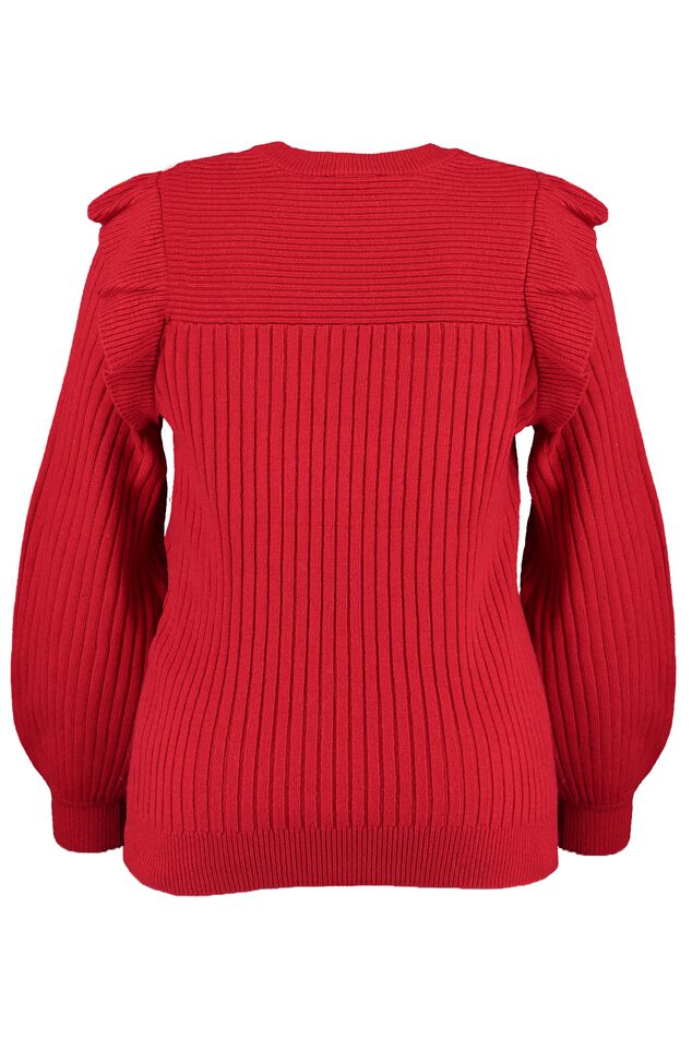 Rib trui met ruffles image number 3