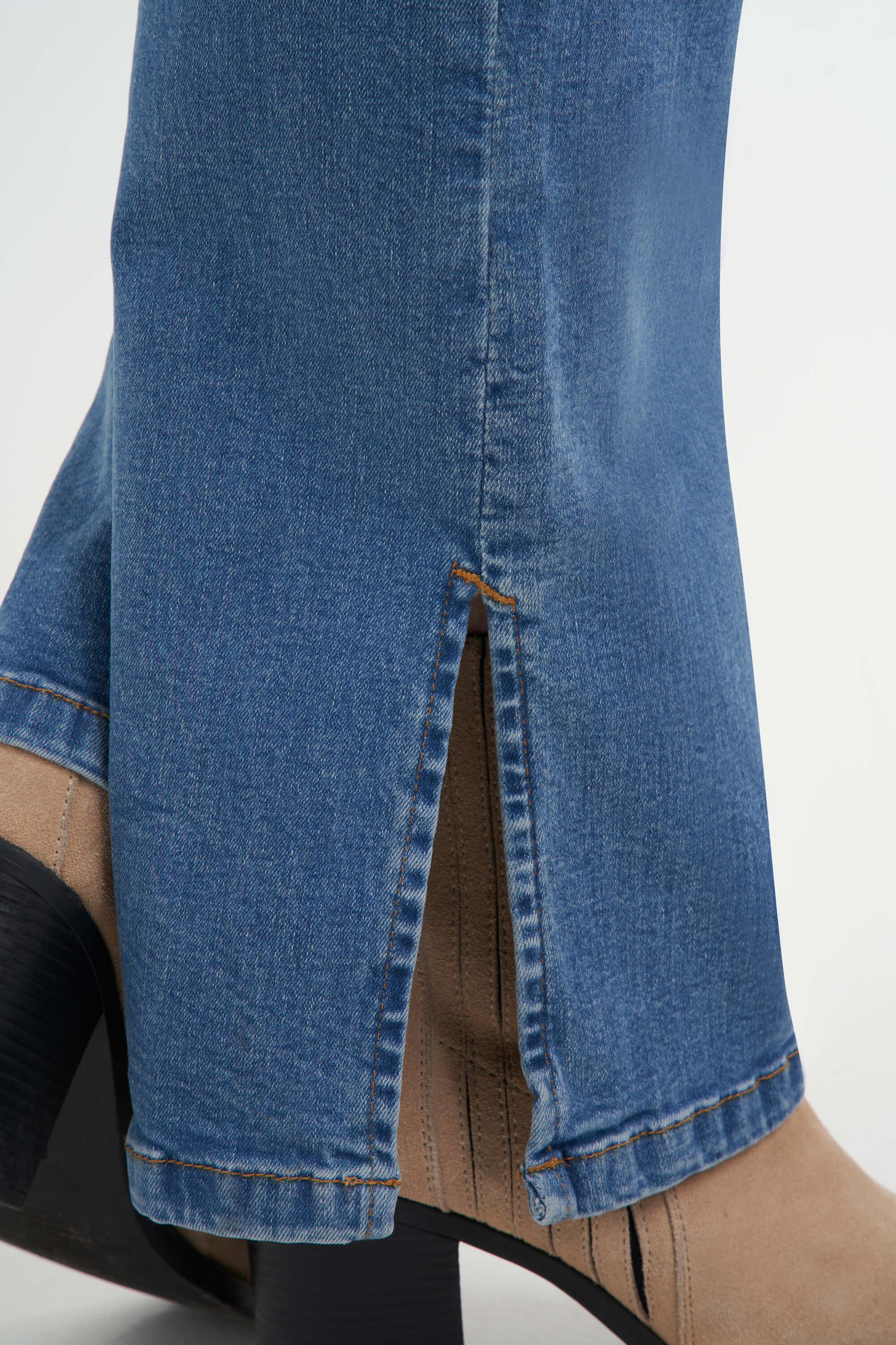 Femmes Jean taille haute avec fente MS Mode