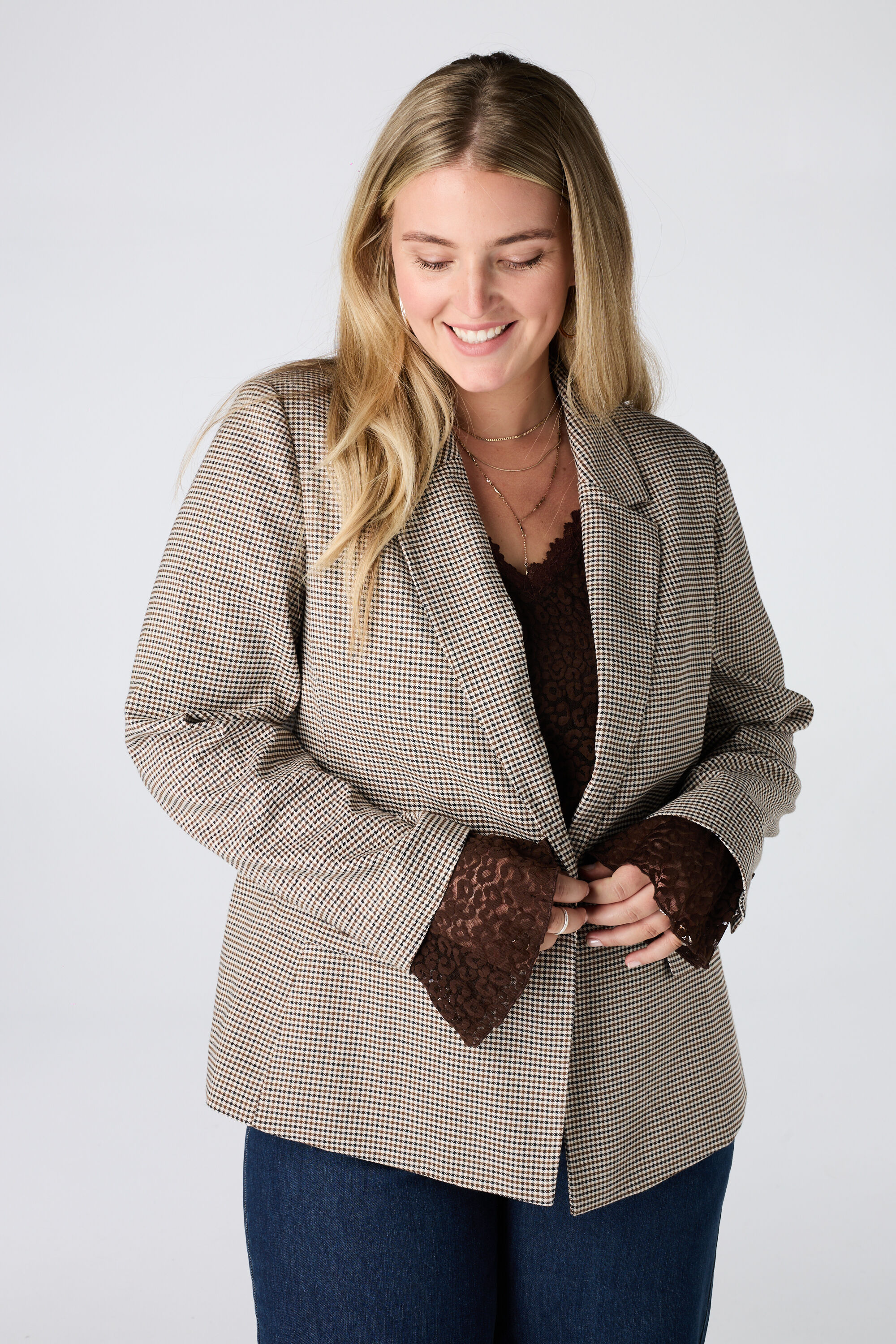 Single breasted blazer met ruitpatroon image number 0