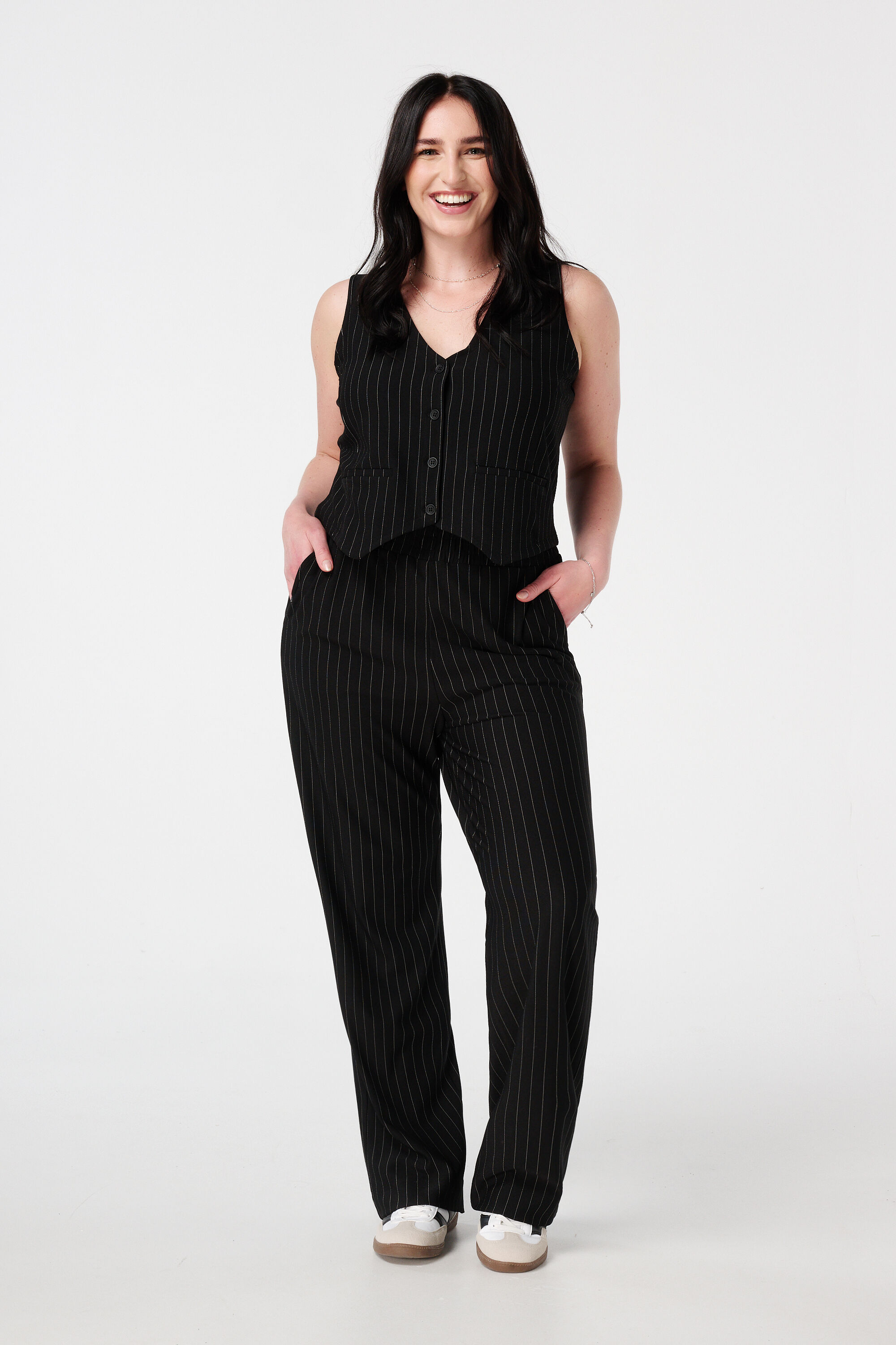 Gilet met krijtstreep en knoopsluiting image number 5