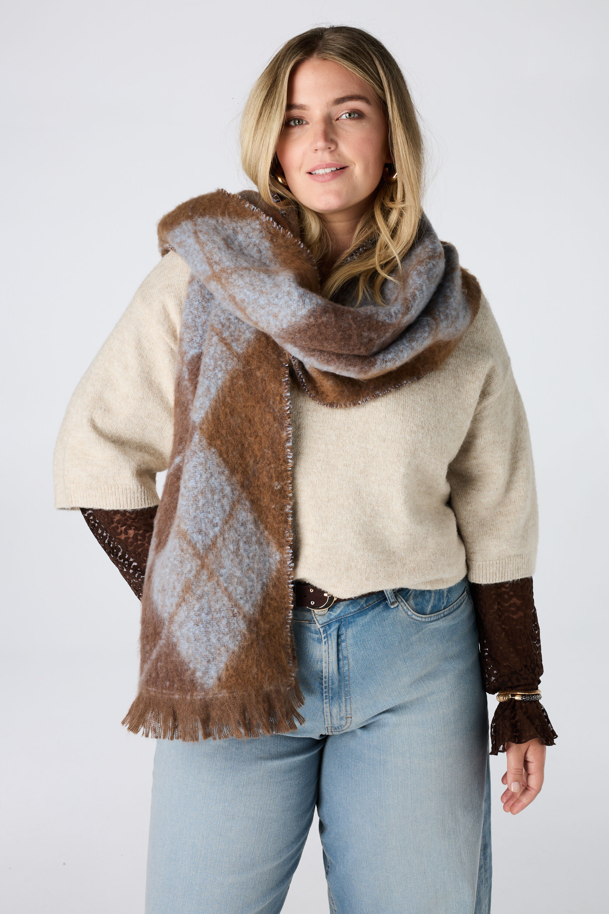 Sjaal met aryle print 