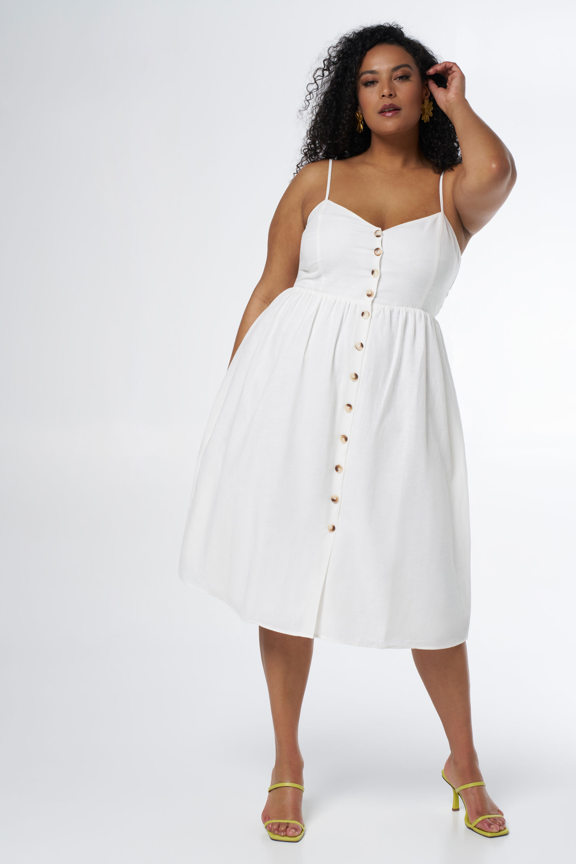 Midi jurk met knopen en print image number 6