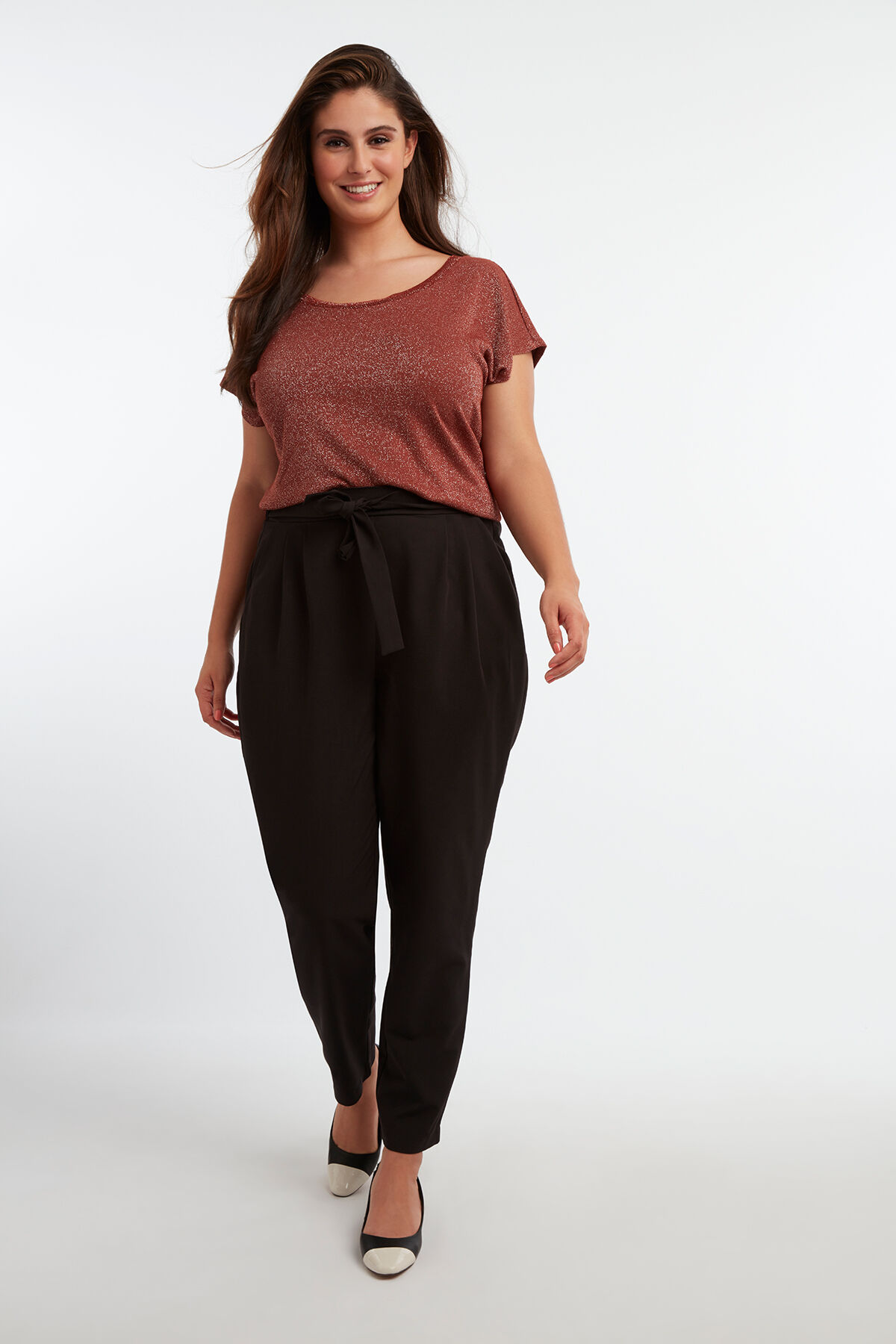 Pantalon taille froncée hot sale