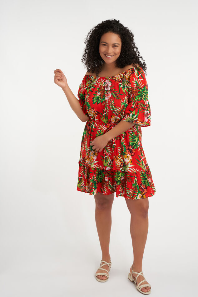 Off shoulder jurk met print image number 0