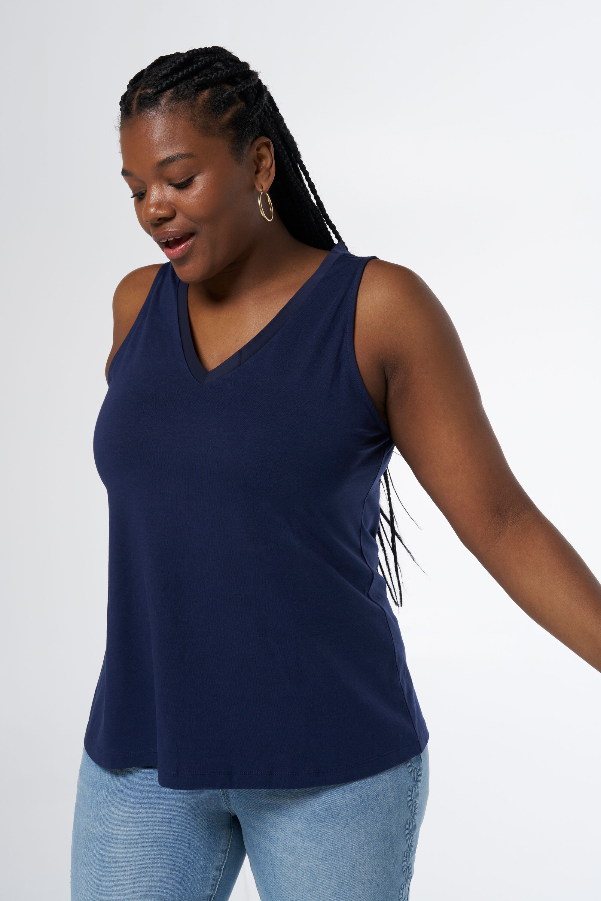 Mouwloze top met V-hals image number 4