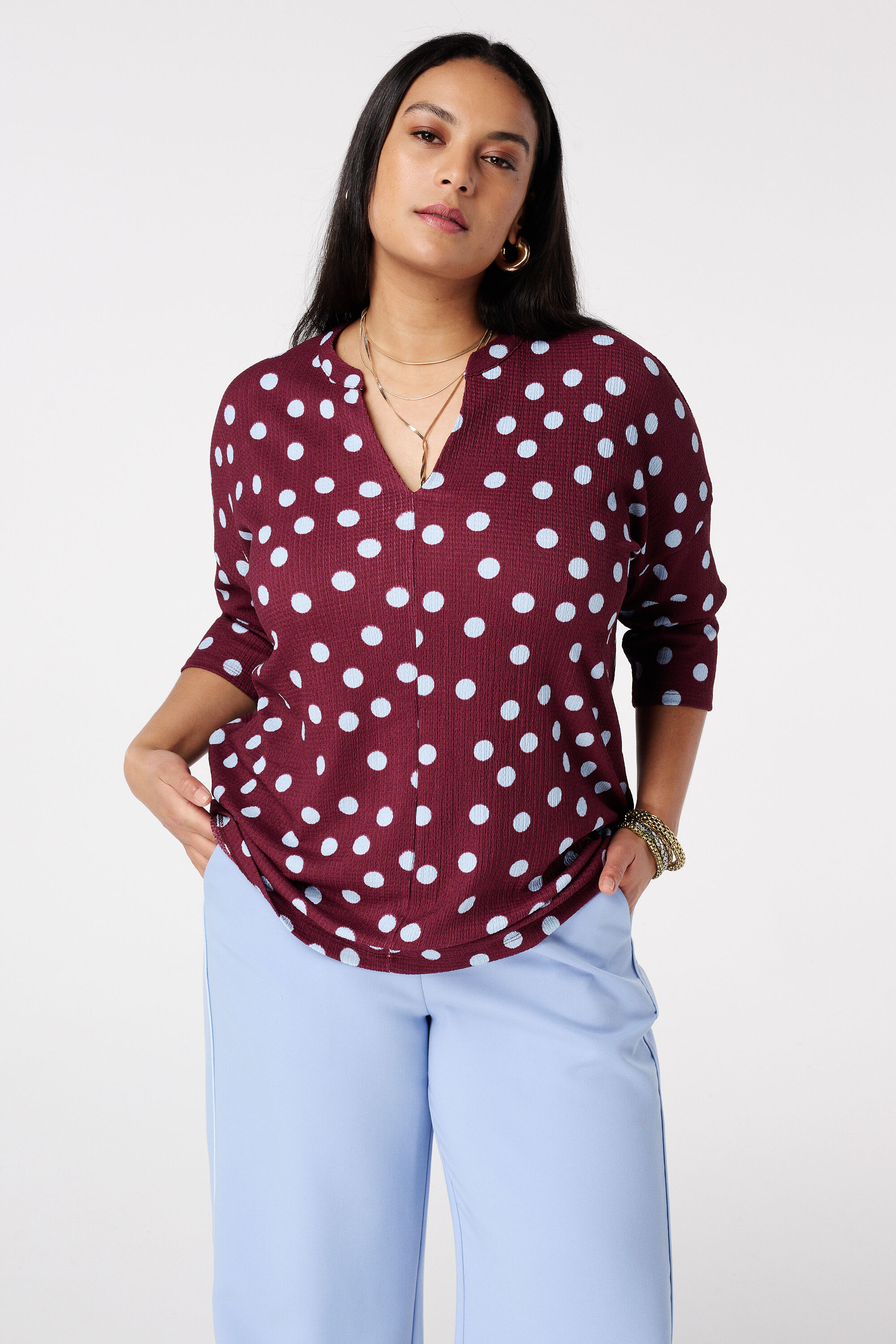 Top met driekwart mouwen