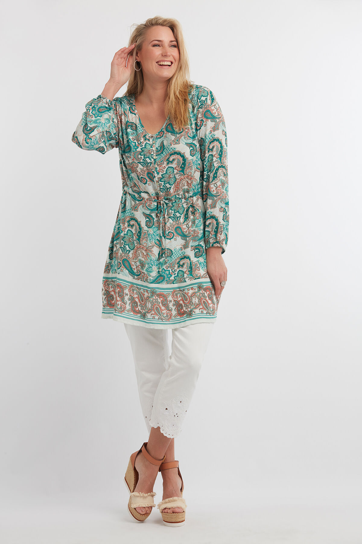 Tuniekblouse met paisley print image number 4