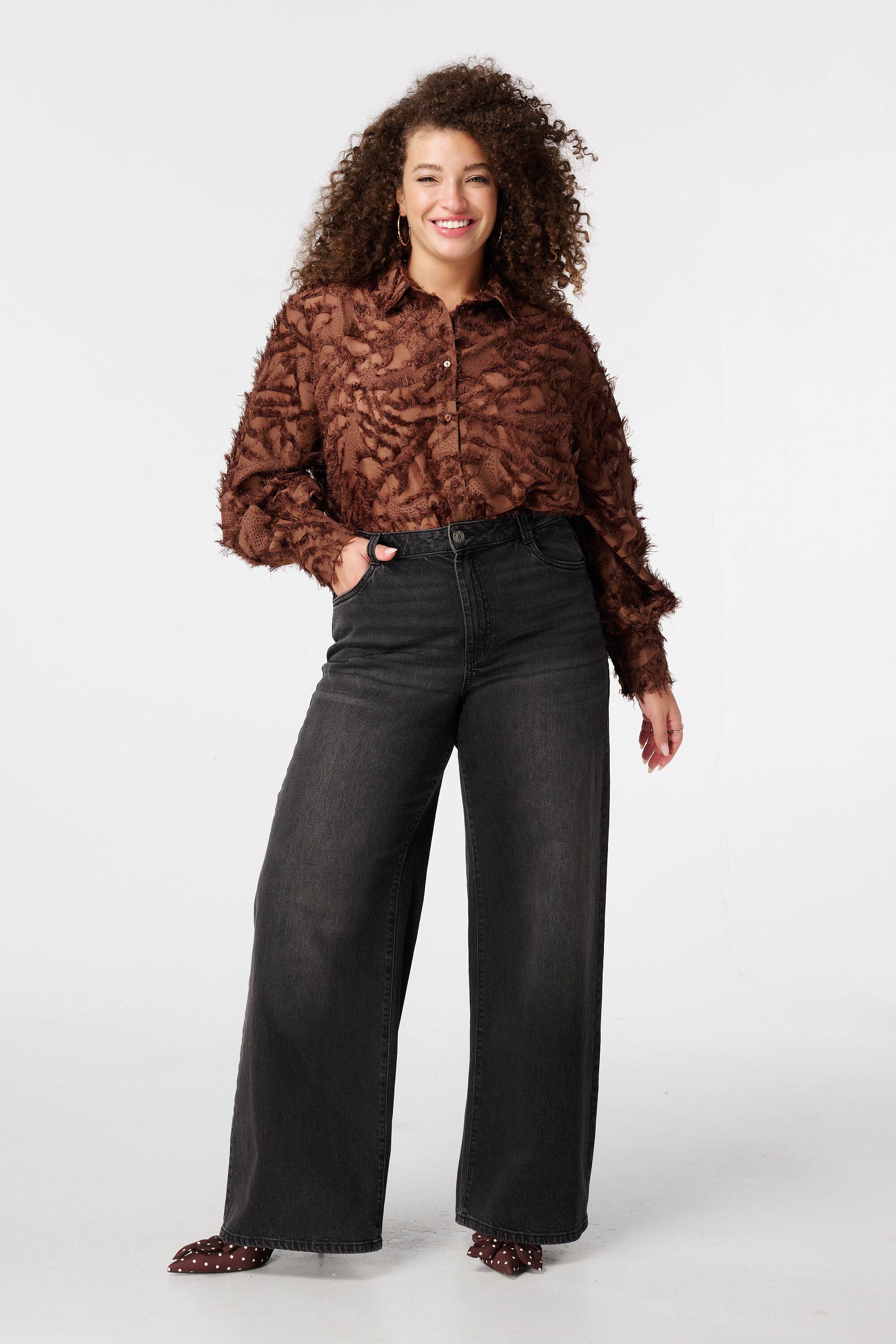 Fluffy blouse met opdruk image number 5