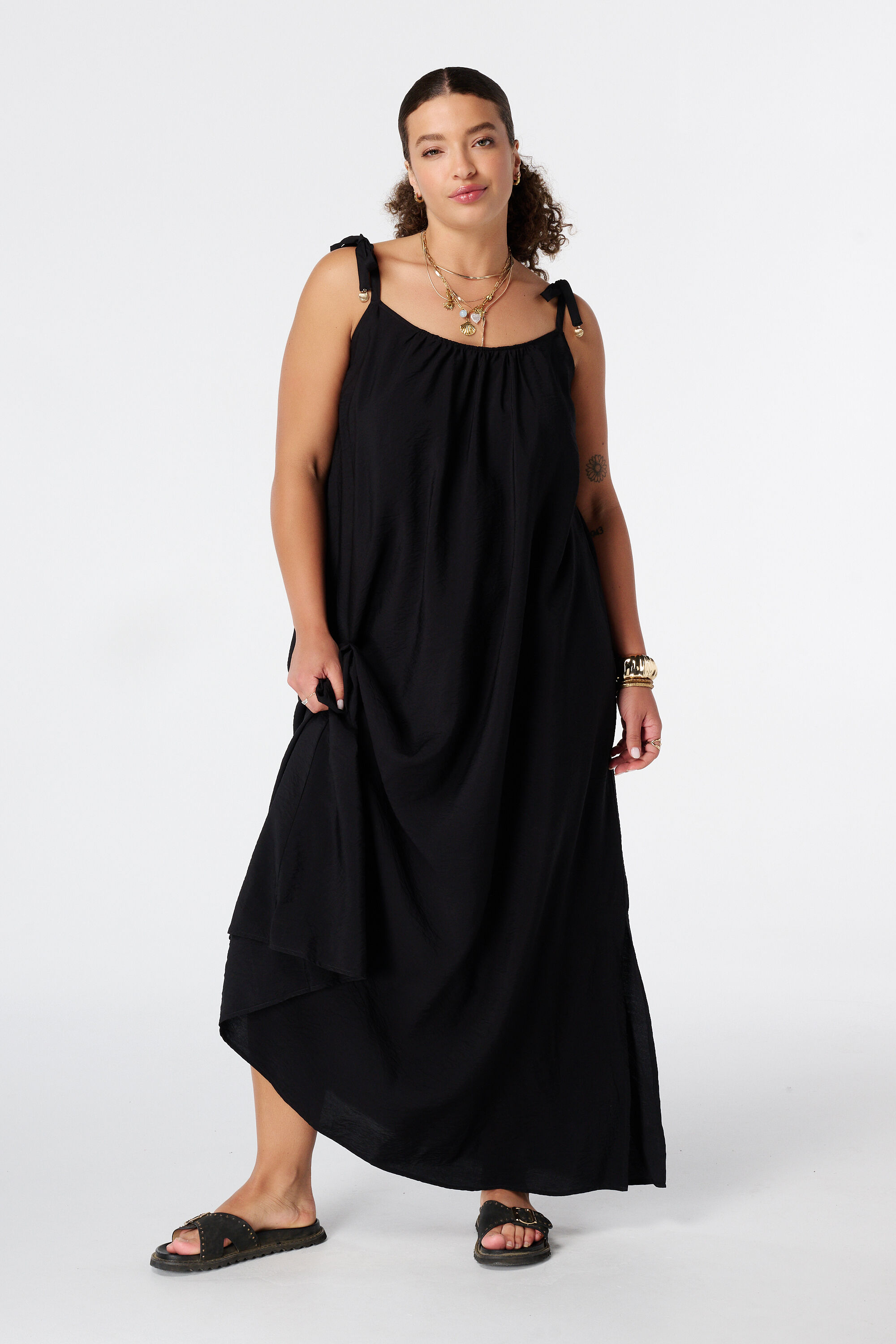 Maxi jurk met spaghetti bandjes image number 0