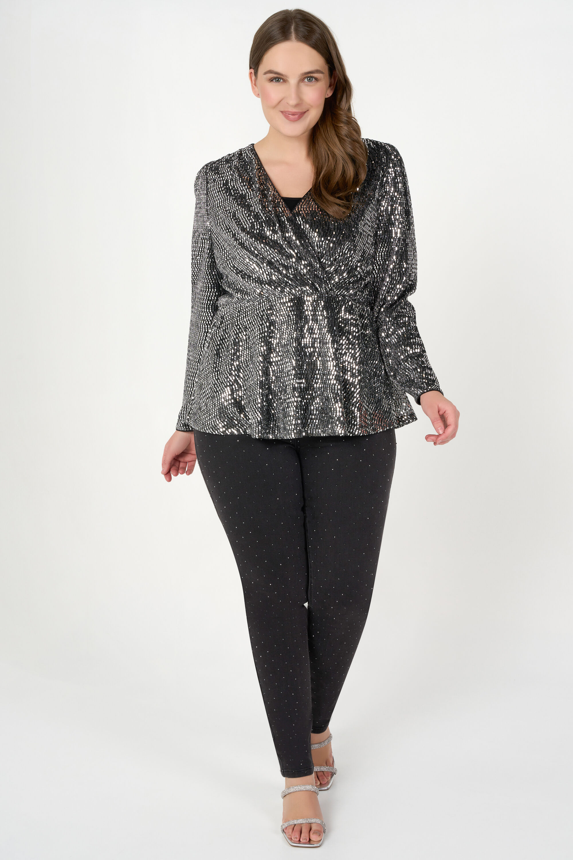 Haut M&S Gris Clair Taille UK 14 - Manches évasées Longues - Occasion Très Bon état