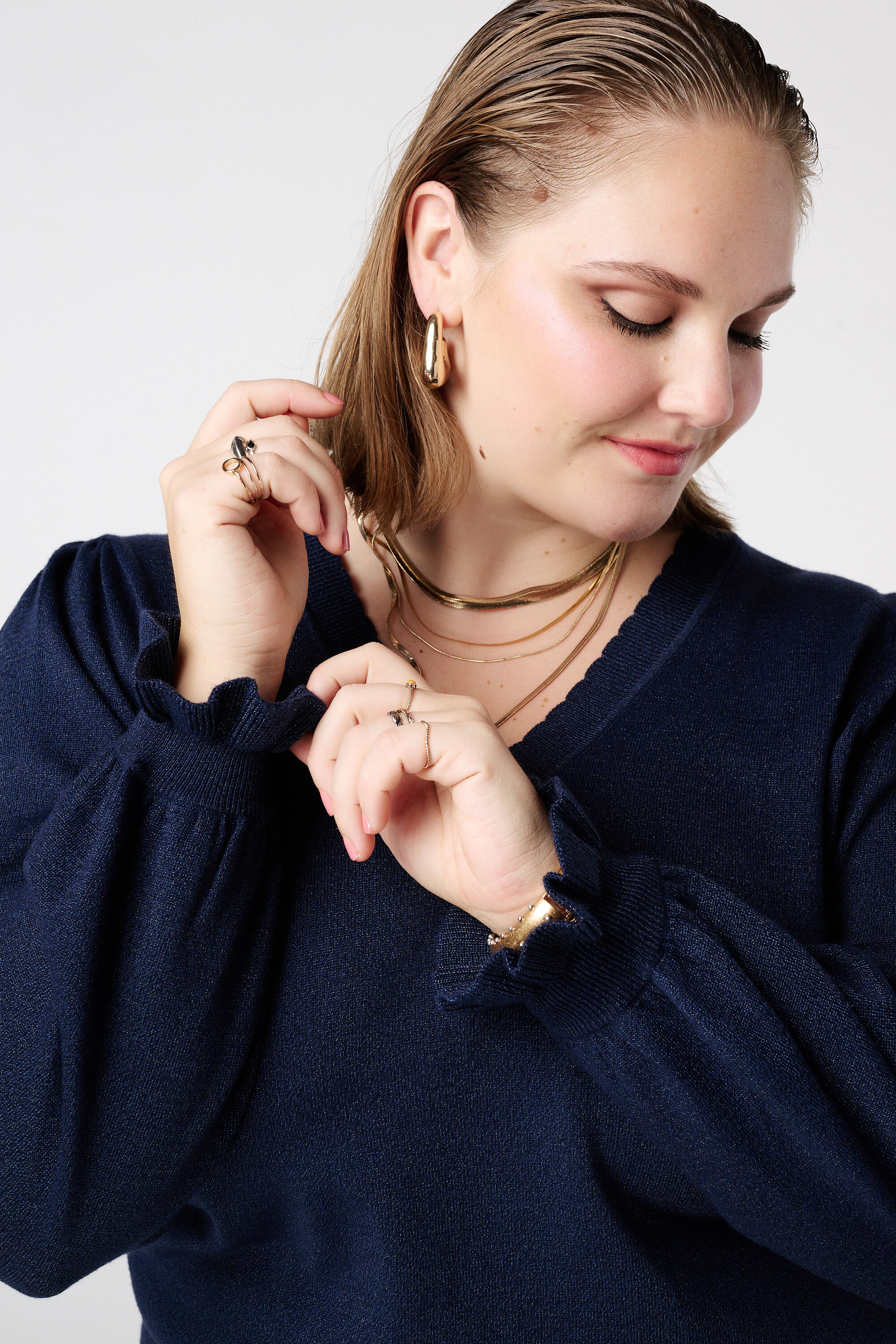 Lurex trui met ruffle mouw image number 4