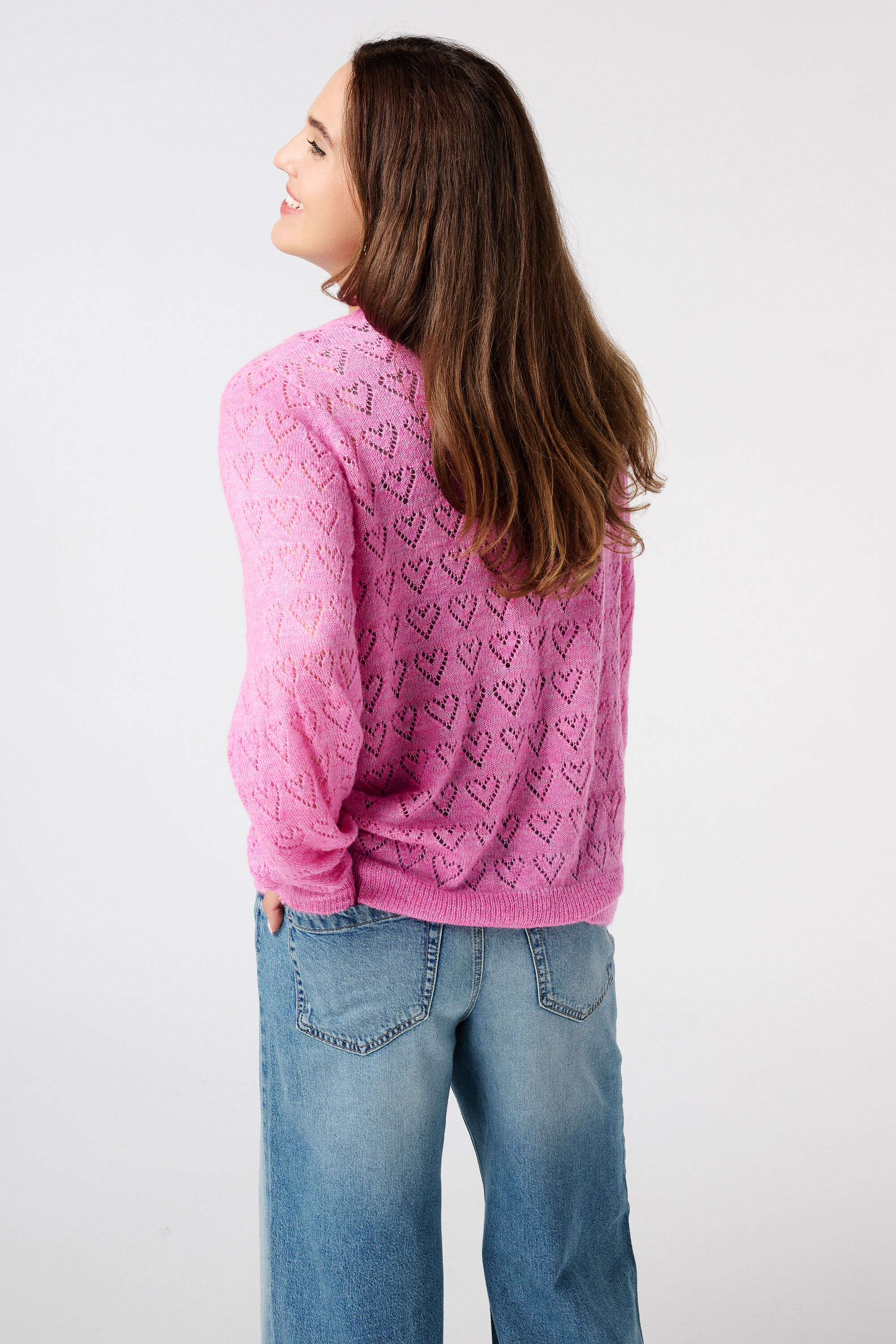 Ajour trui met hartjes patroon image number 3