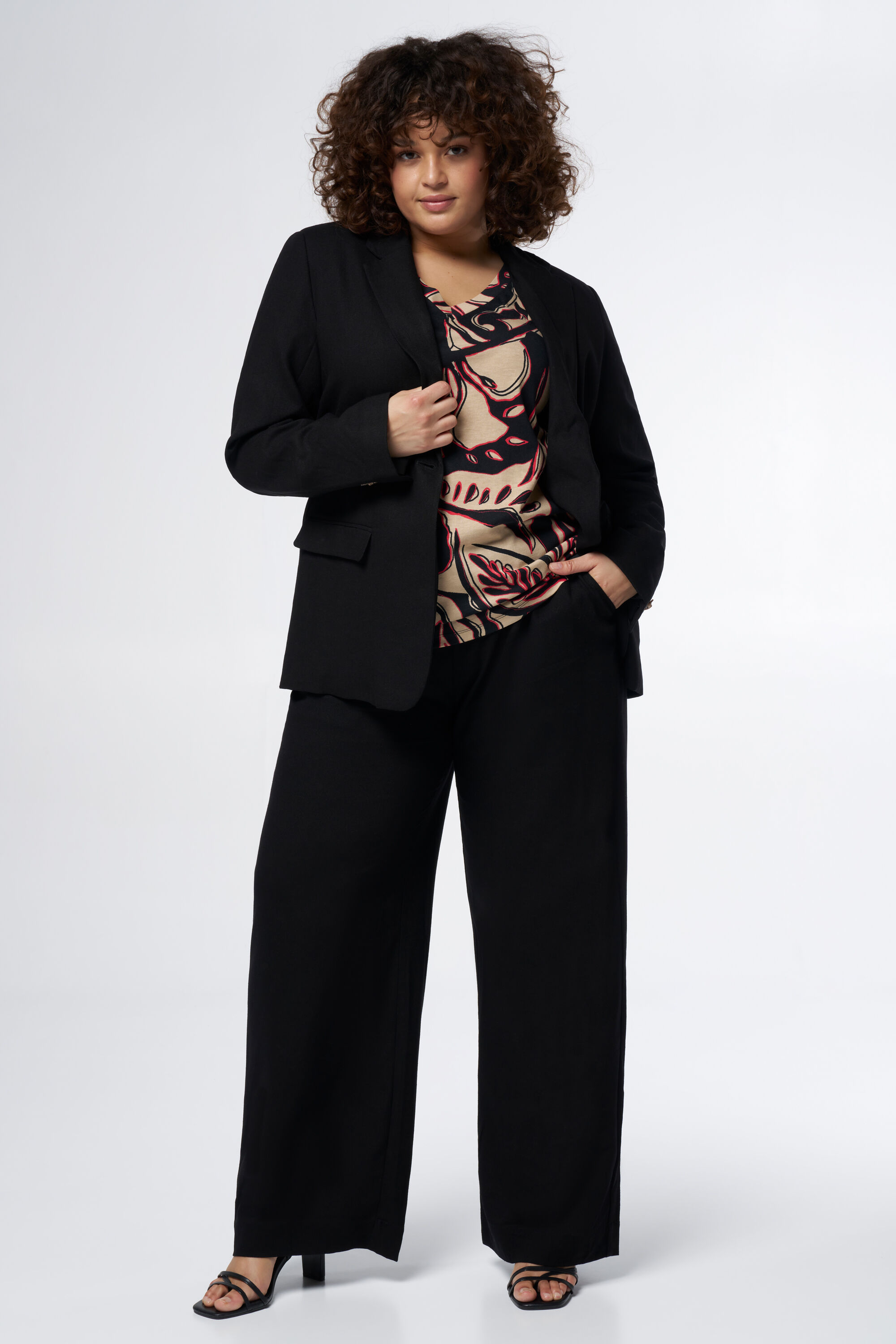 Rechtvallende blazer met linnen image number 5