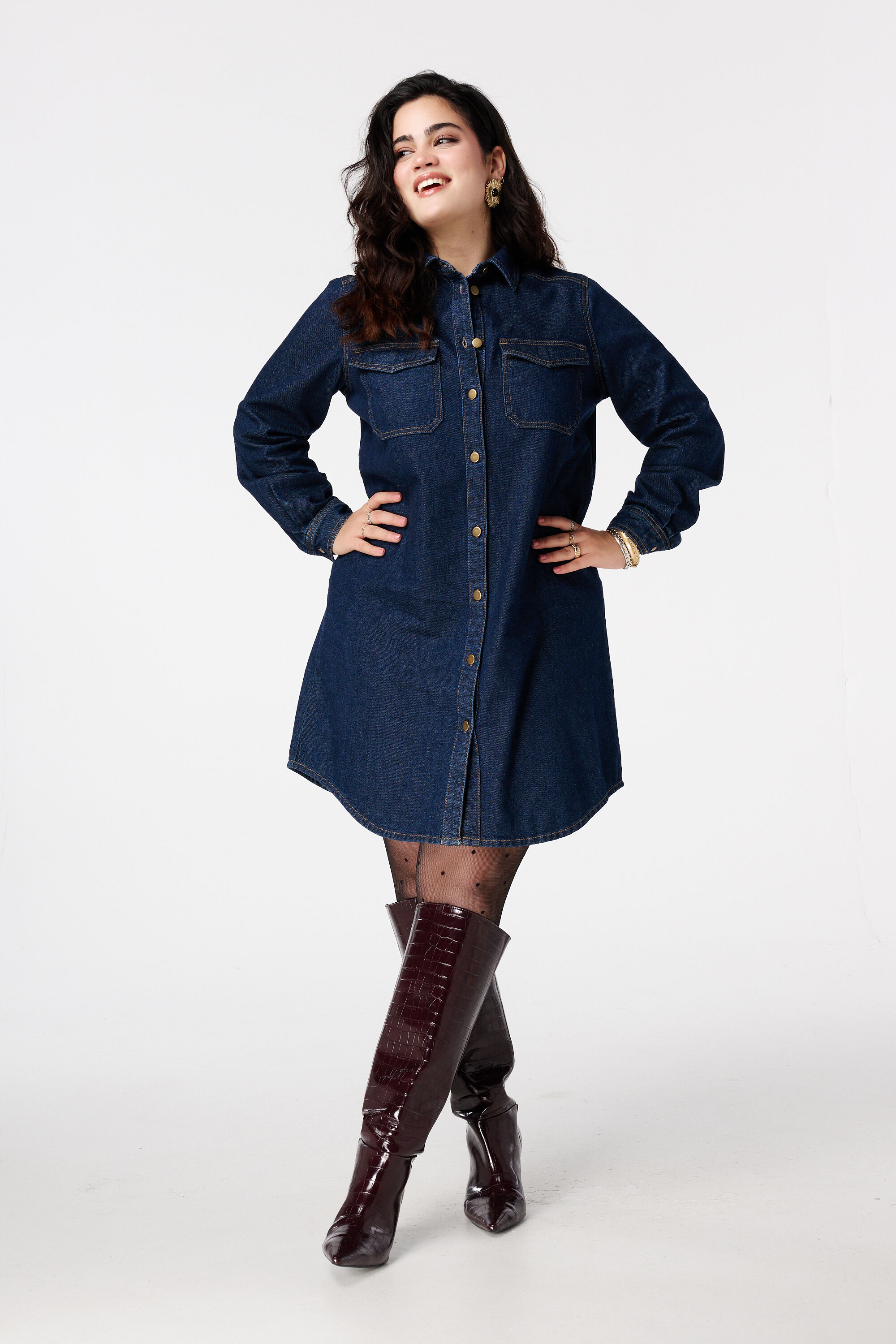 Robe en jean avec boutons