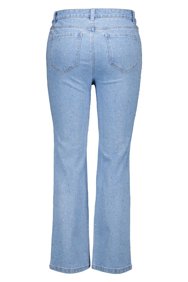 Straight leg jeans met steentjes image number 2
