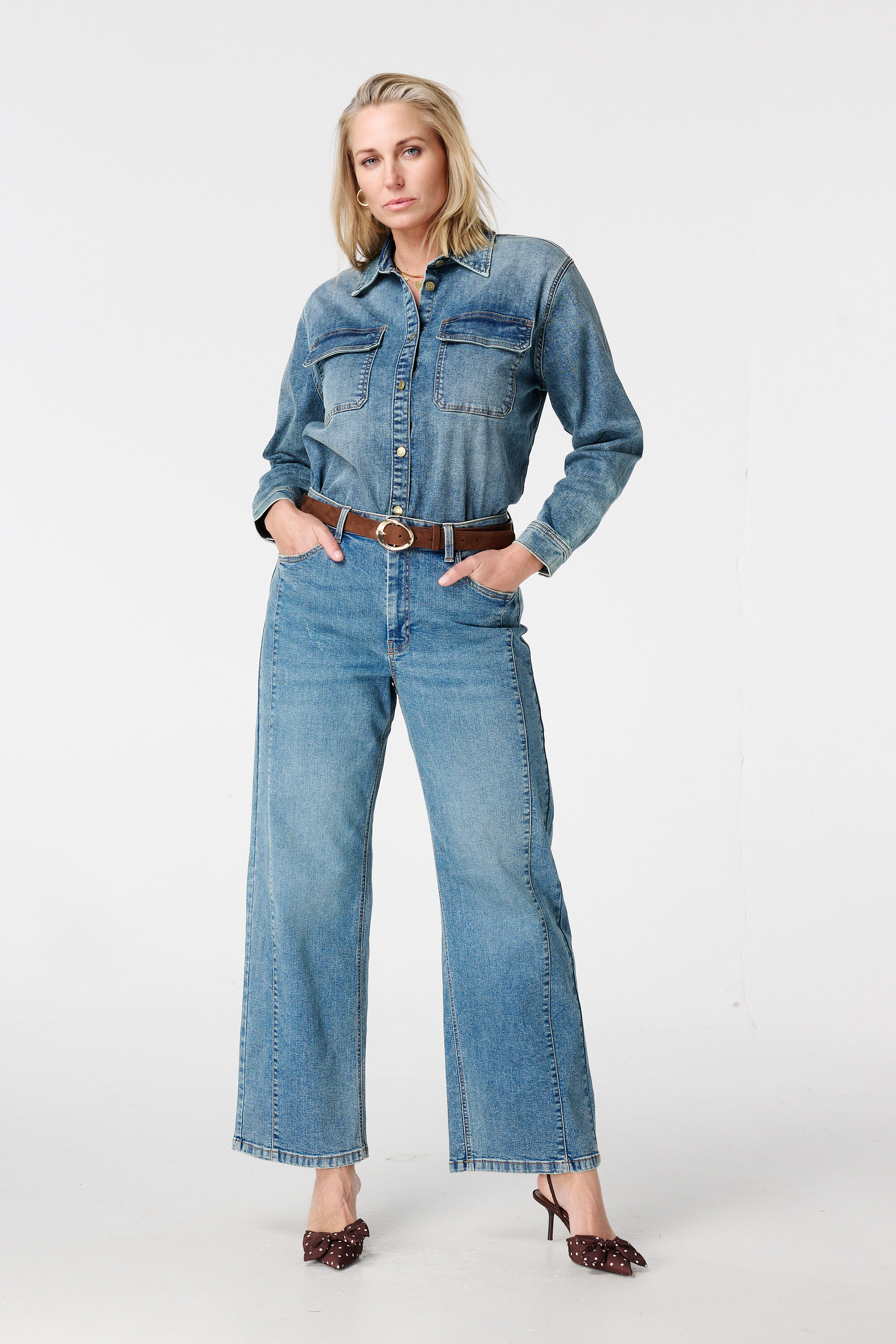 Spijkerblouse met knoopsluiting image number 5