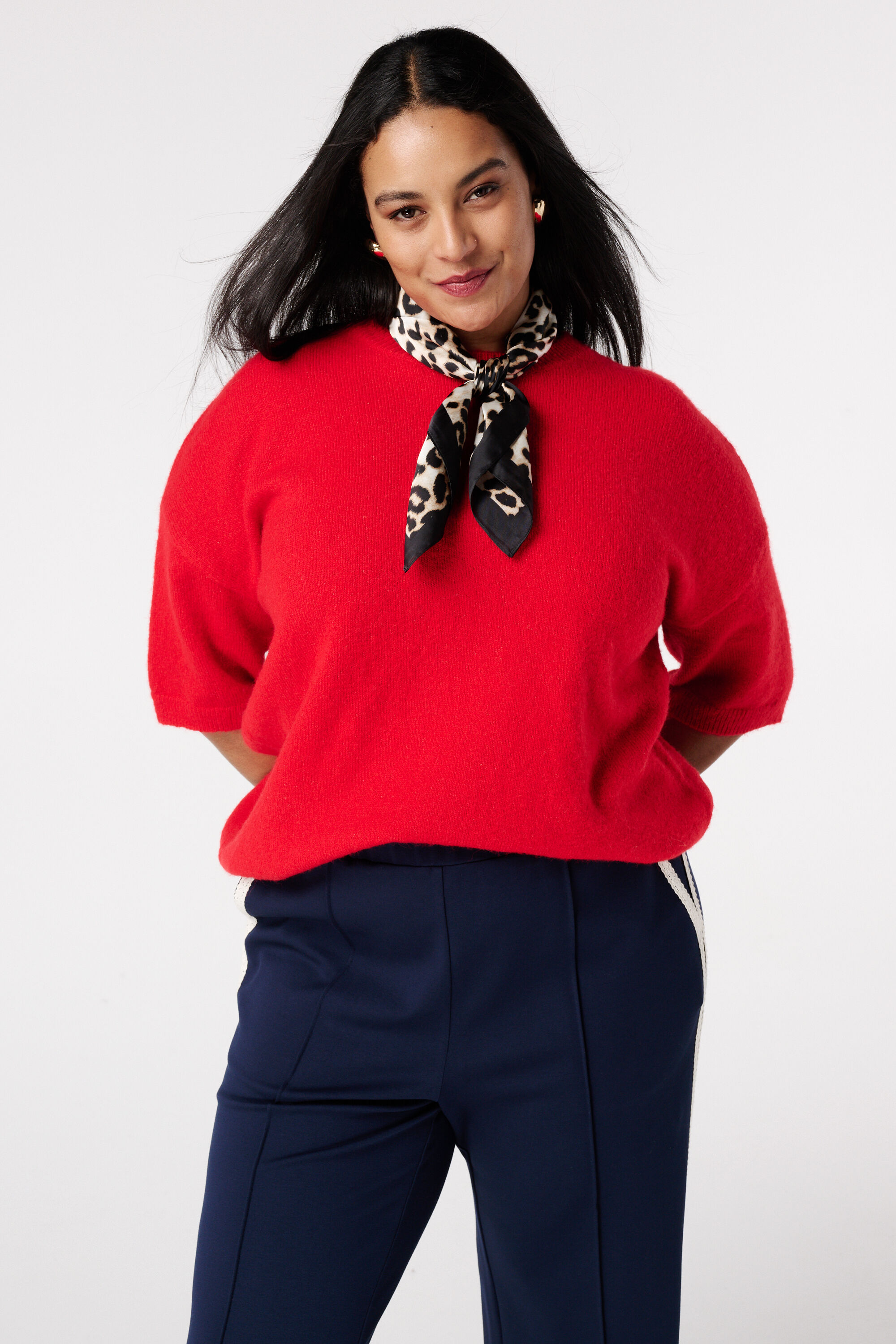 Gebreide top met korte mouwen