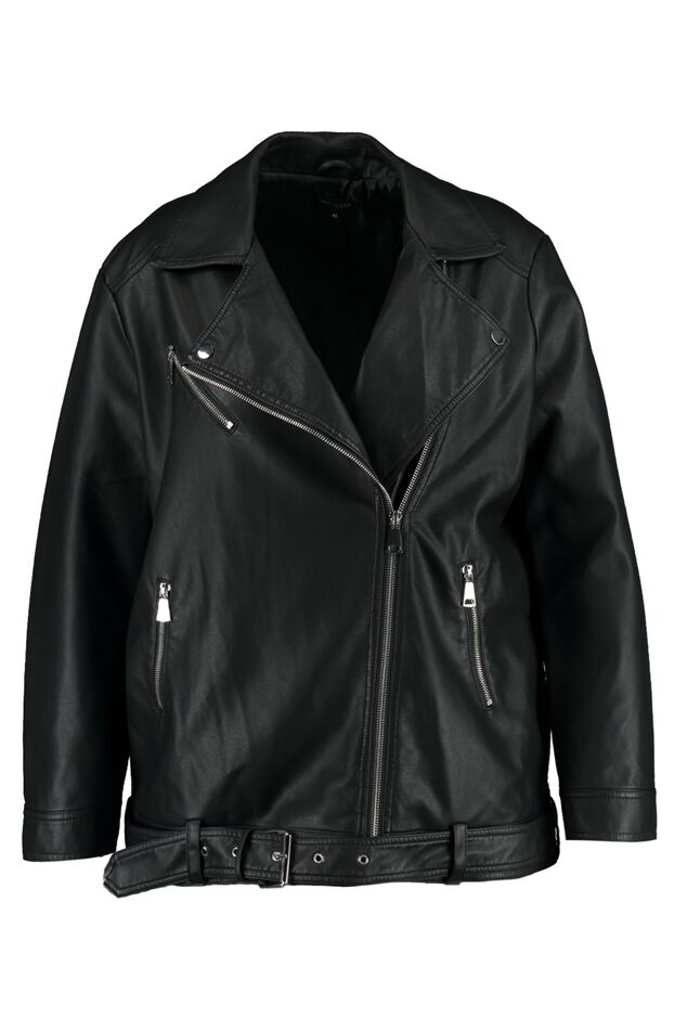 Oversized imitatieleren bikerjack image number 1
