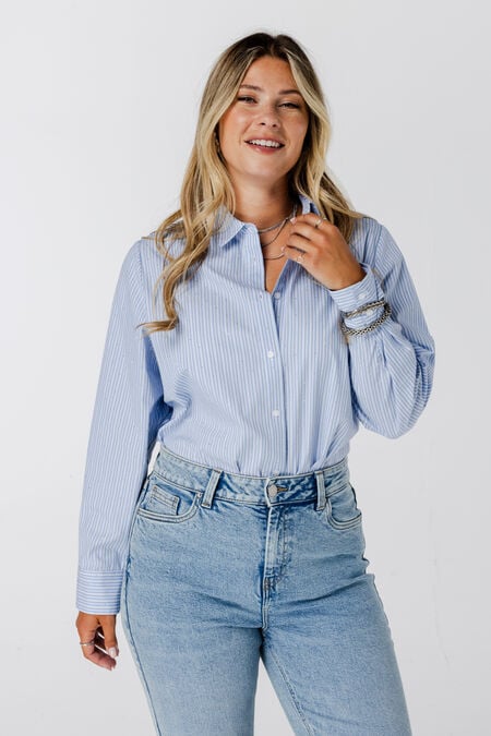 Blouse rayée avec strass Blouse rayée avec strass