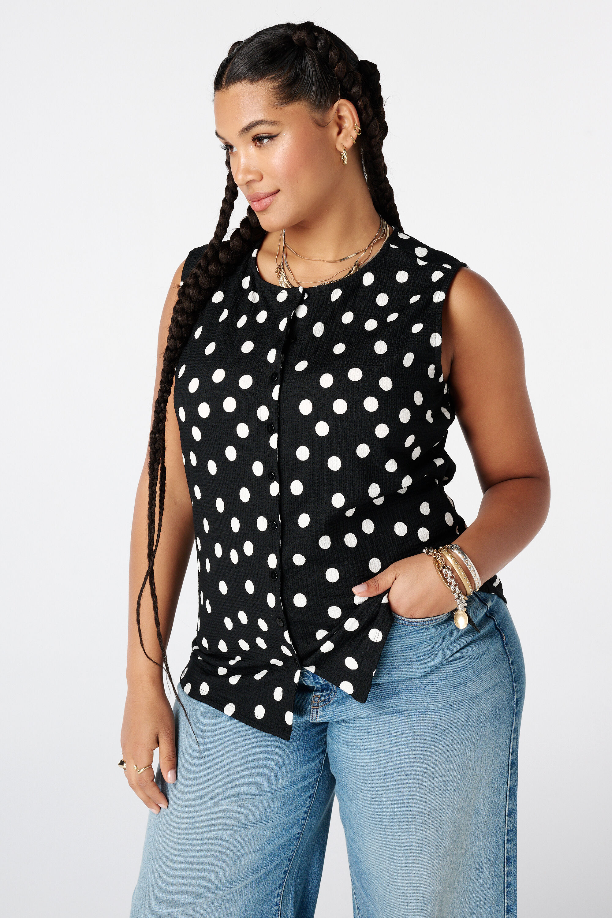 Mouwloze top met print