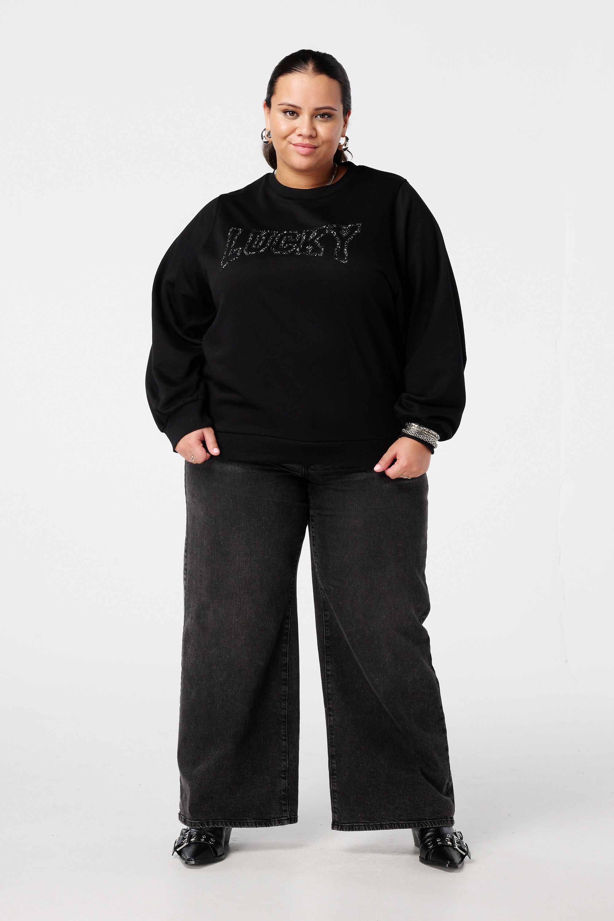 Sweater met glitter tekst image number 5