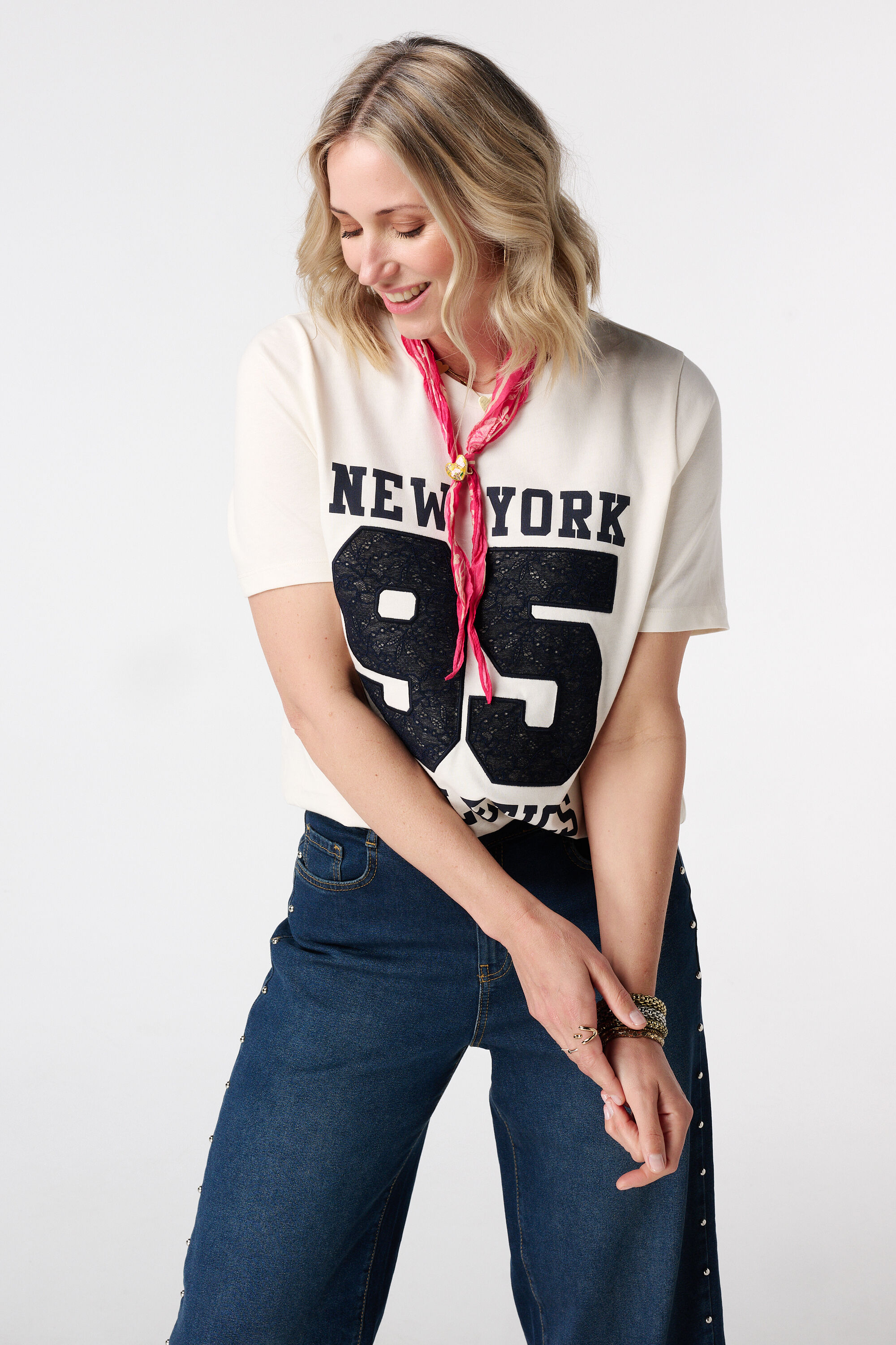 T-shirt avec imprim&eacute; dentelle image number 0