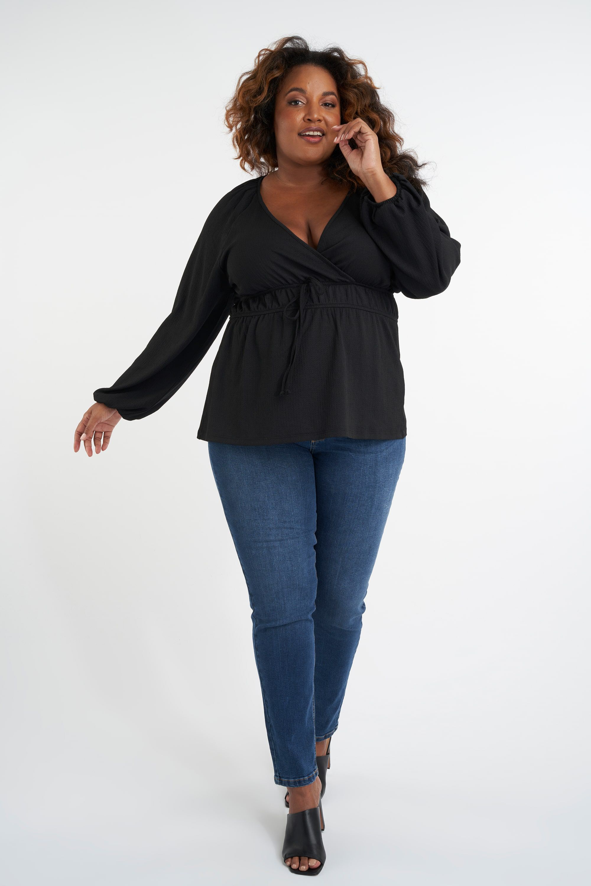 Overslag top met pofmouwen image number 4