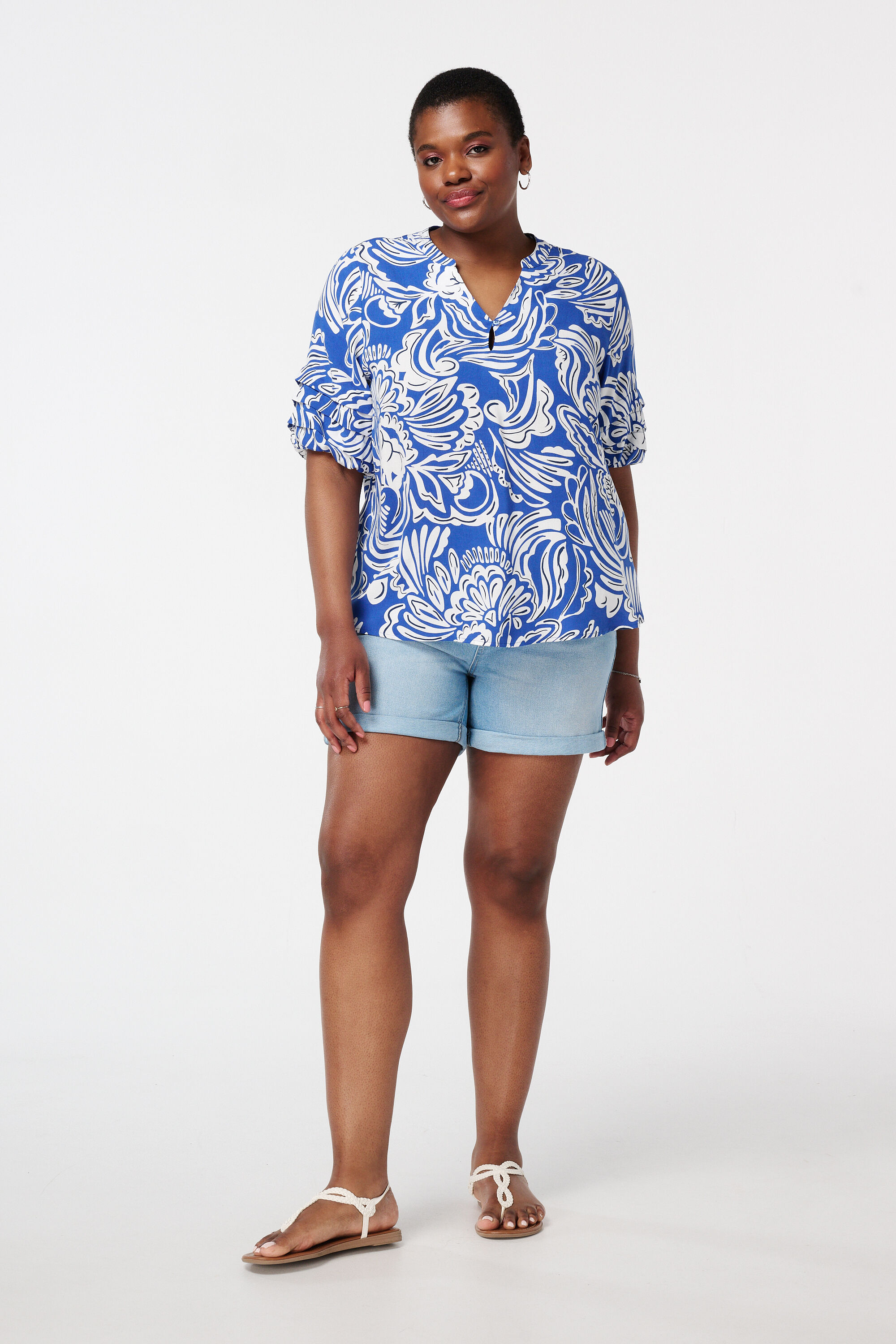 Blouse met print en speelse mouwen image number 5