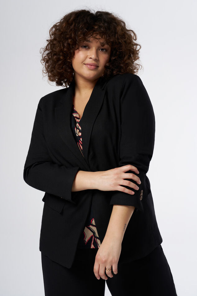 Rechtvallende blazer met linnen image number 0