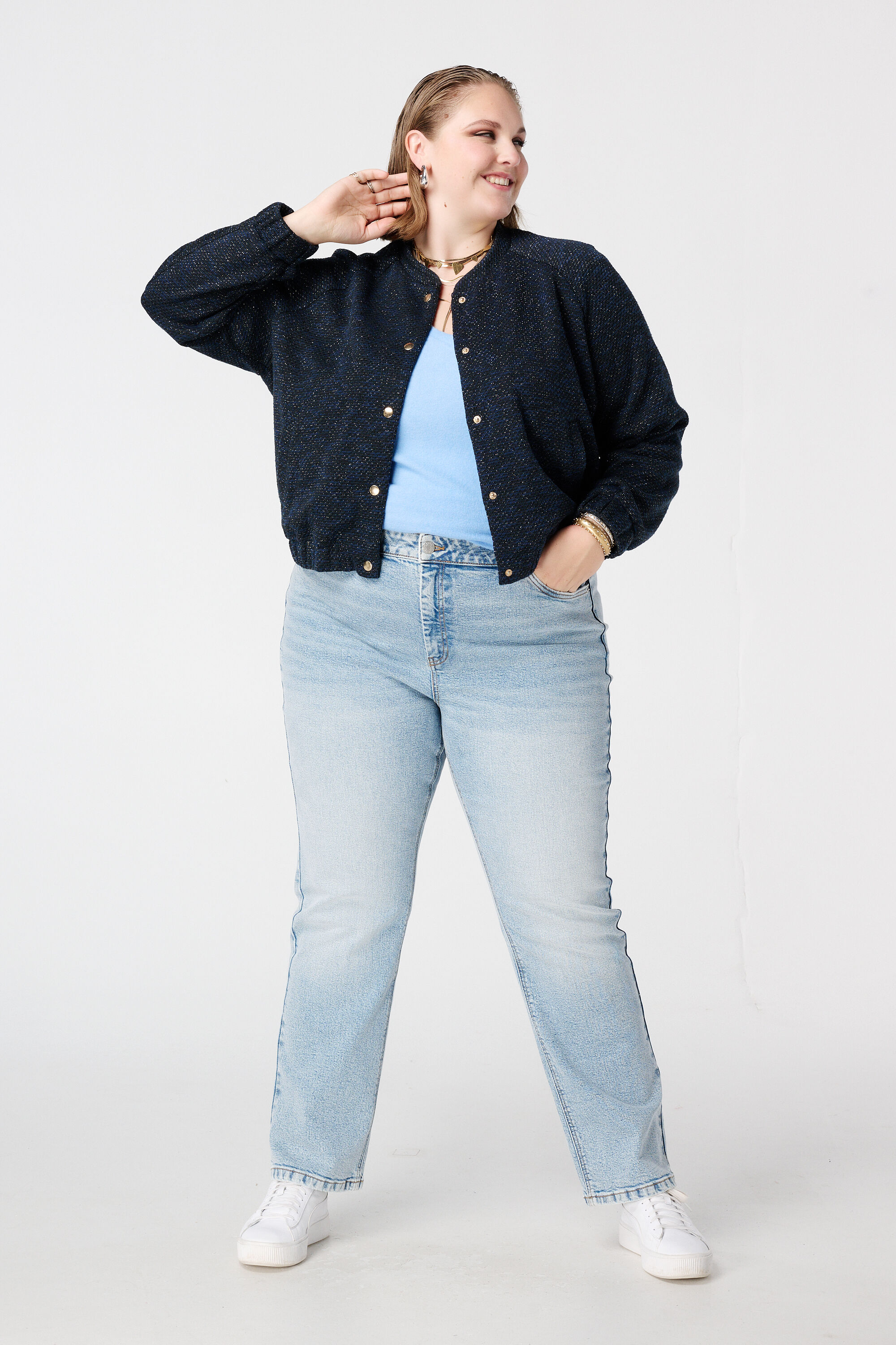 Straight leg jeans met mid waist