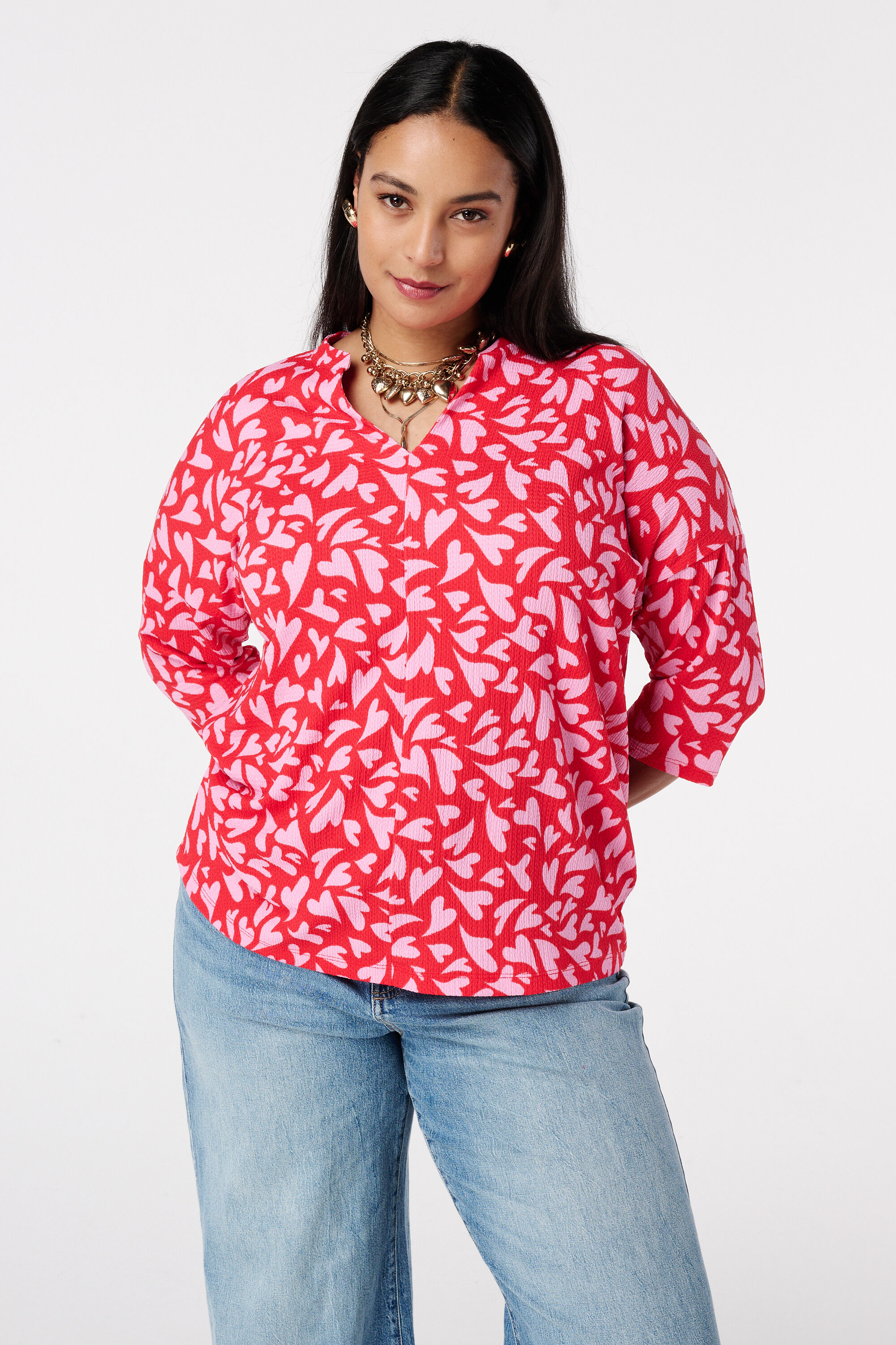 Top met driekwart mouwen