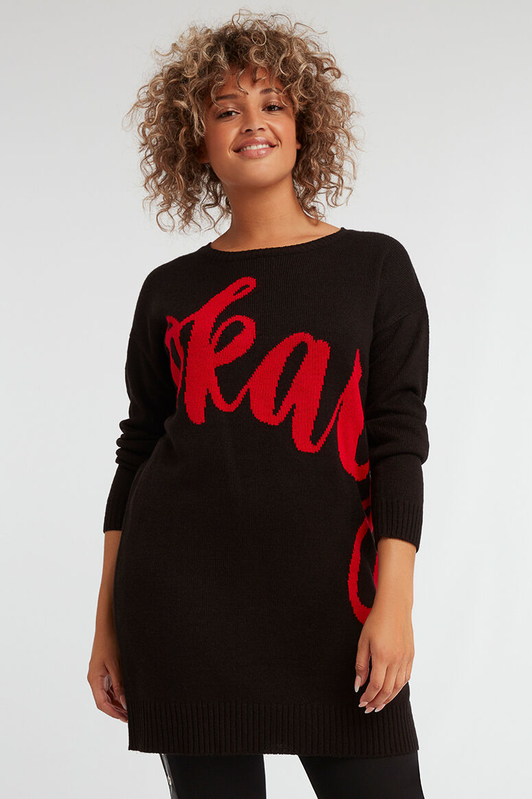 Gebreide tuniek met opschrift image number 3