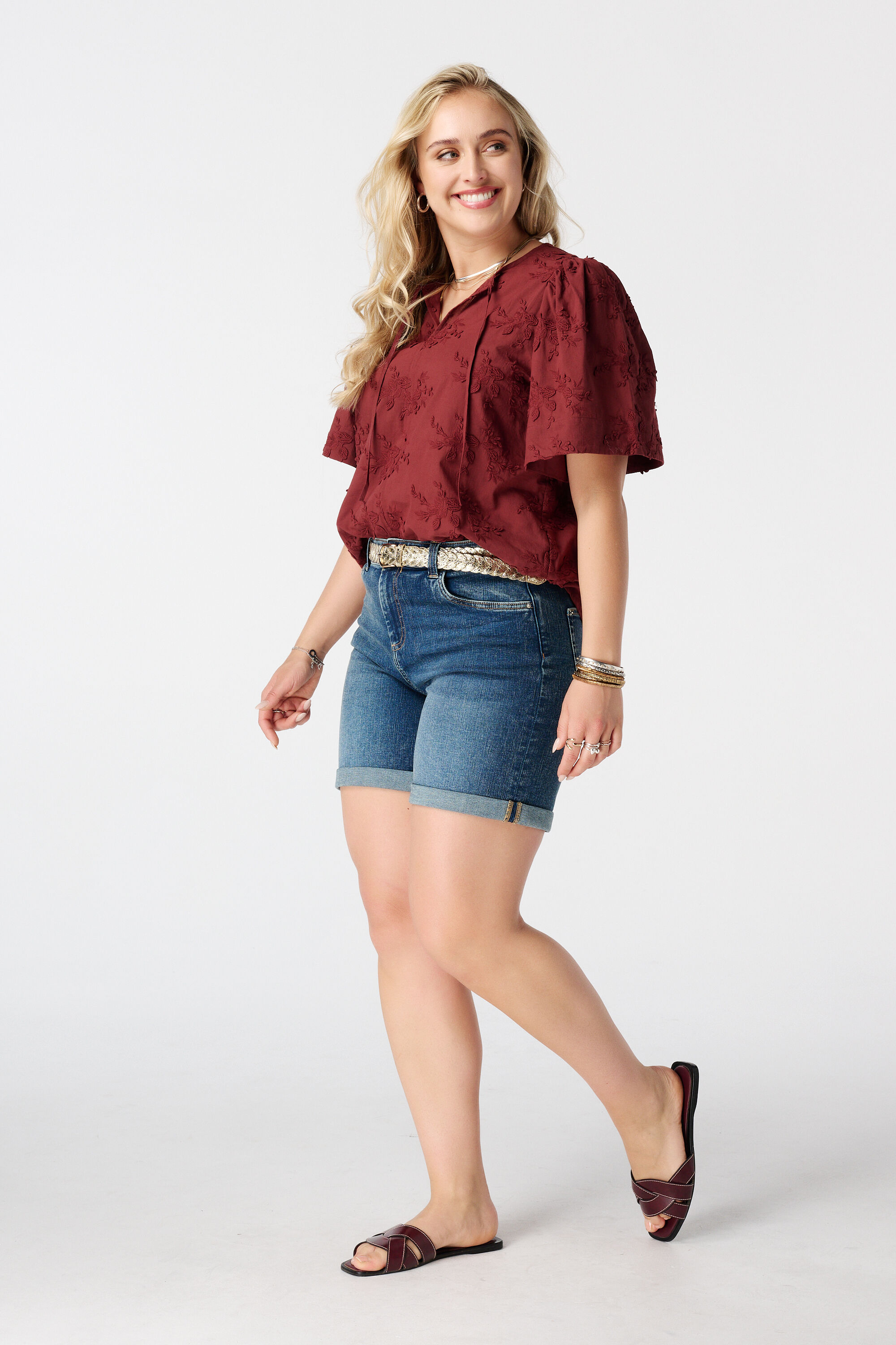 Katoenen blouse met borduursel image number 5