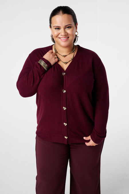 Cardigan avec boutons en forme de cœur dorés Cardigan avec boutons en forme de cœur dorés