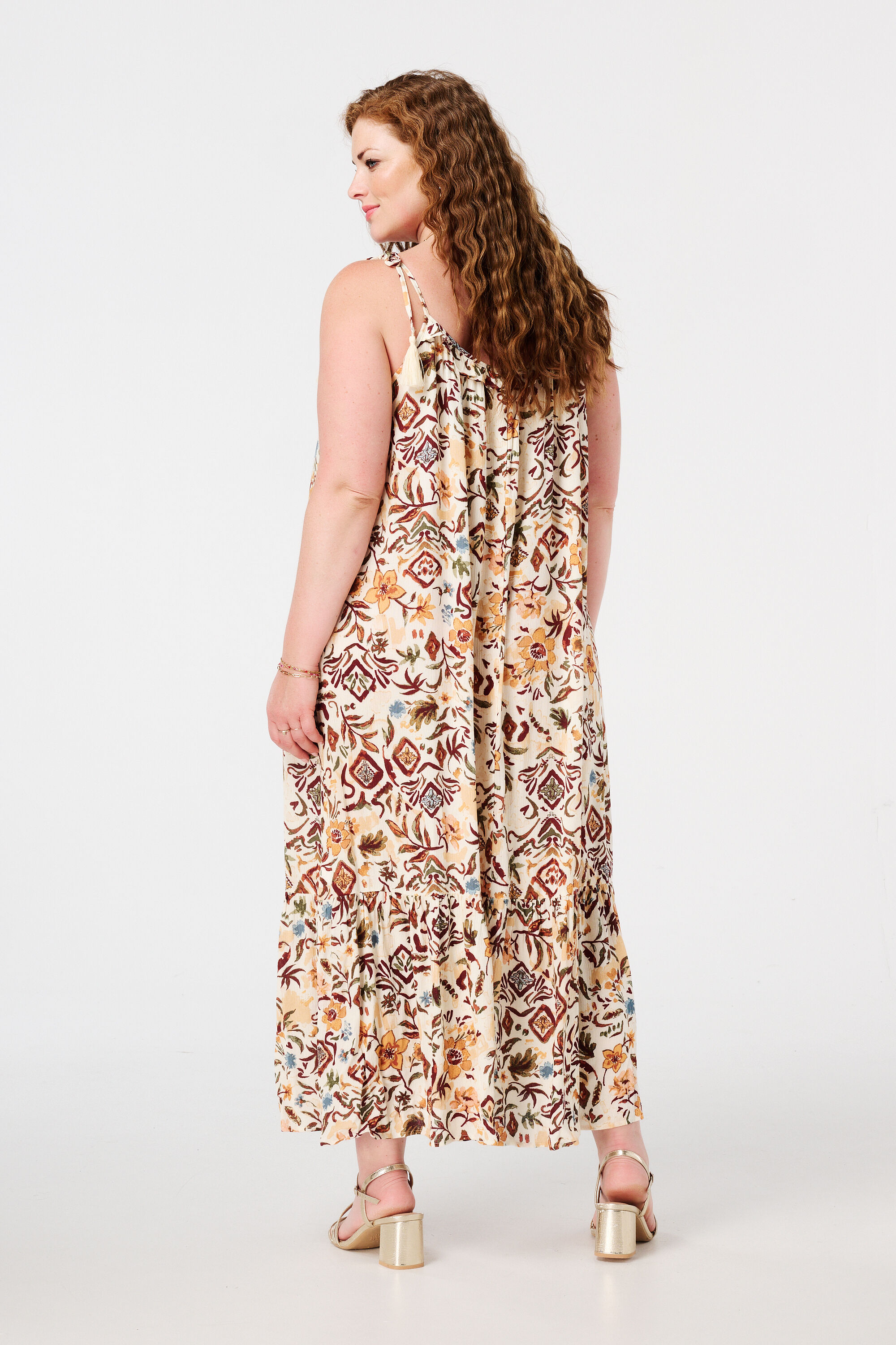 Maxi jurk met print en kwastjes image number 3